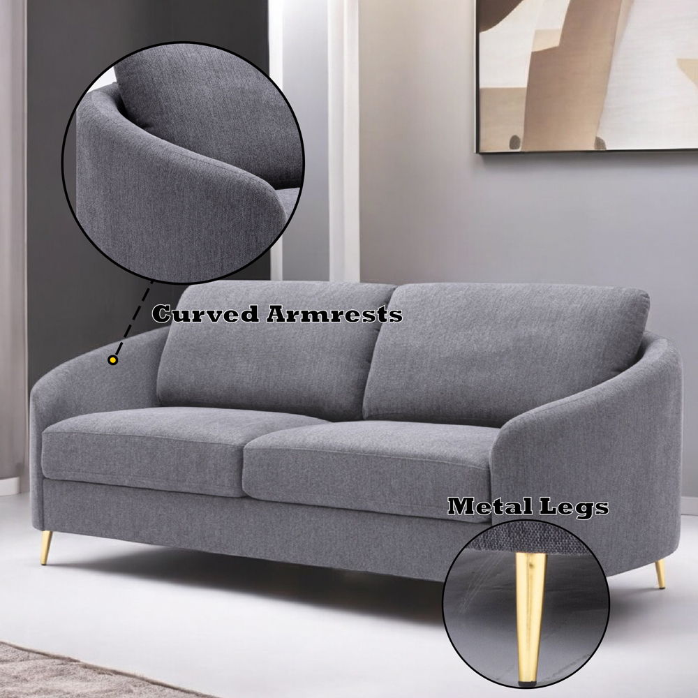 Yuina - Sofa - Gray Linen, dark gray, view 6