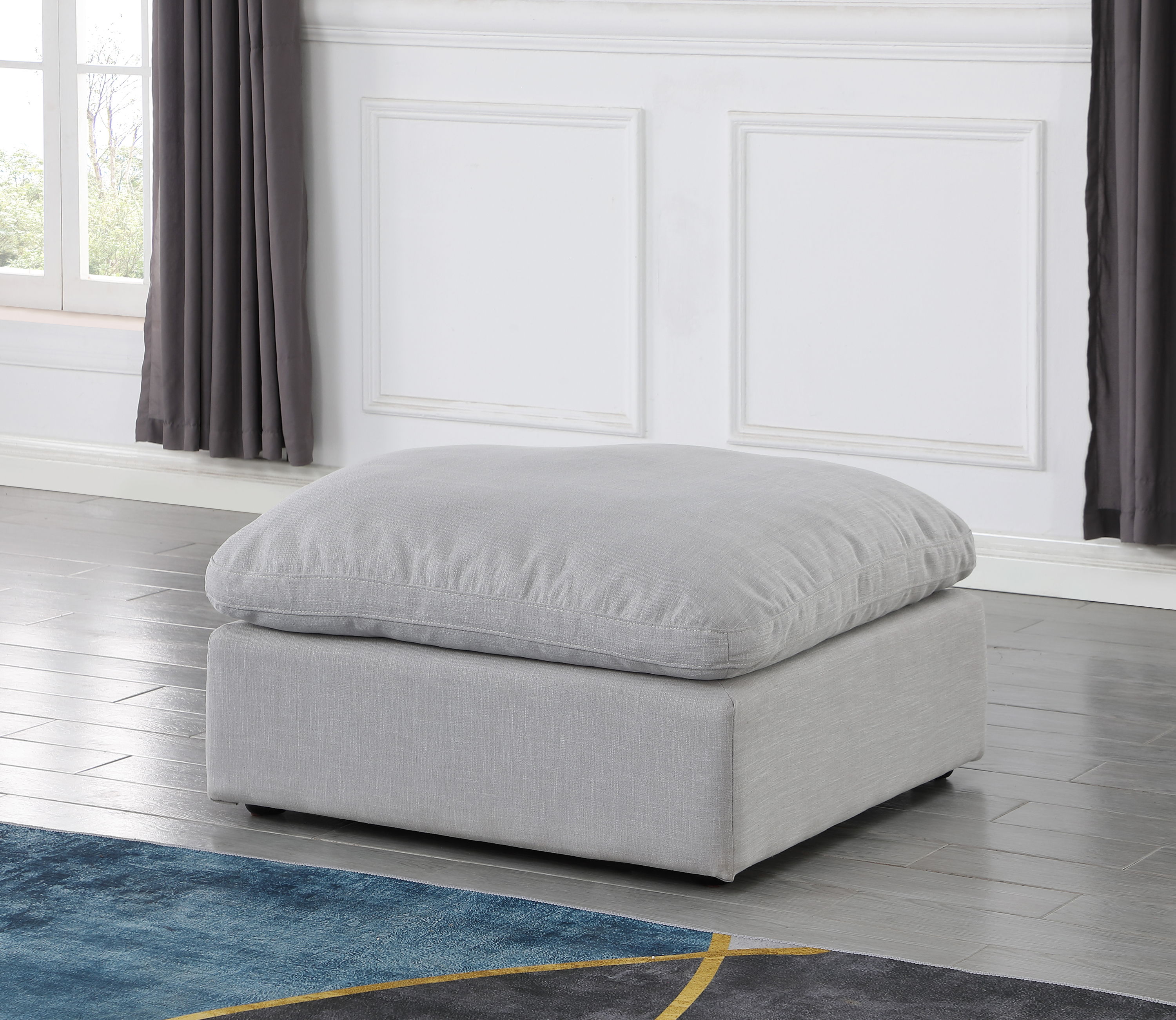 Indulge - Linen Ottoman - Gray
