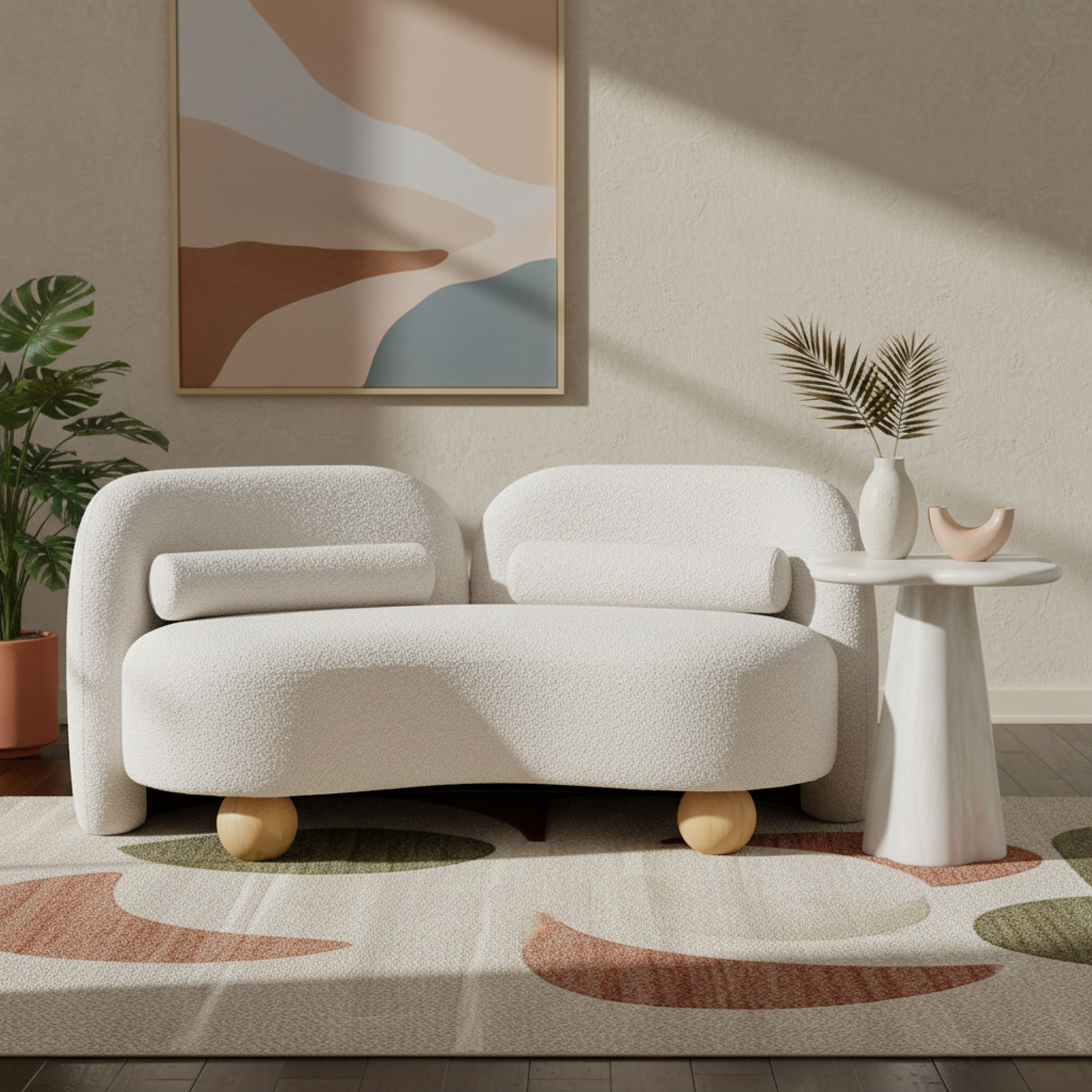 Daphne - Boucle Loveseat - Cream