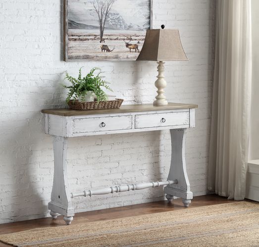 Carminda - Console Table - Antique White, white