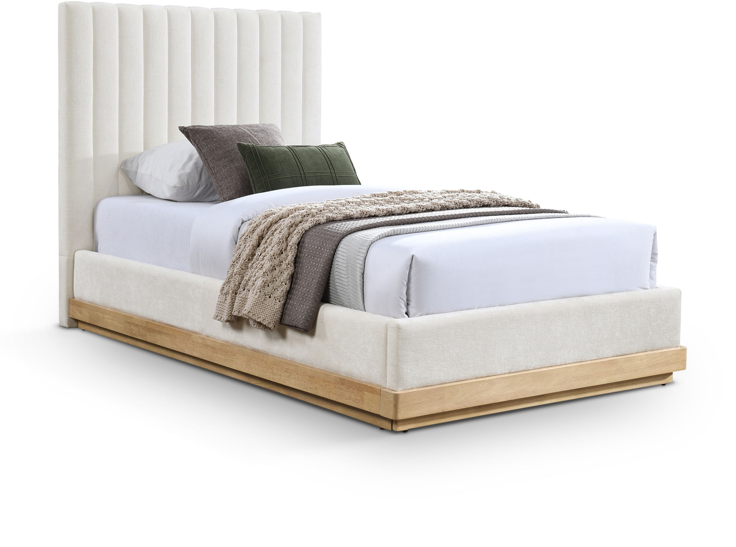 Emmet - Chenille Twin Bed - Cream