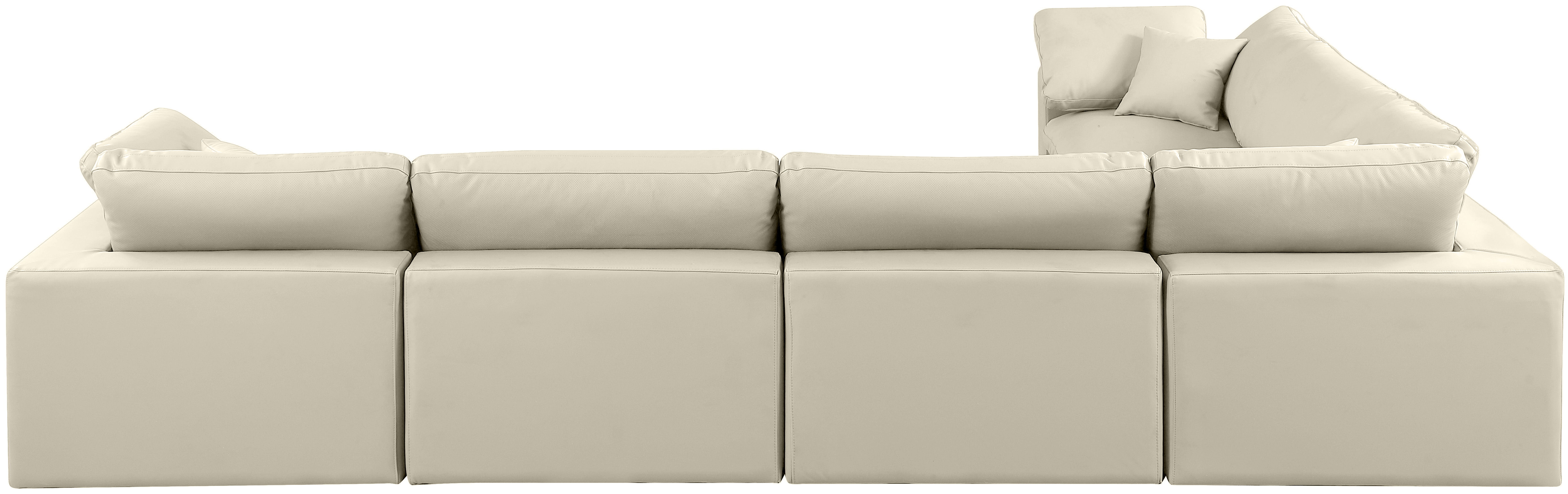 Comfy - 6 Piece Faux Leather Modular Corner Sectional - Cream