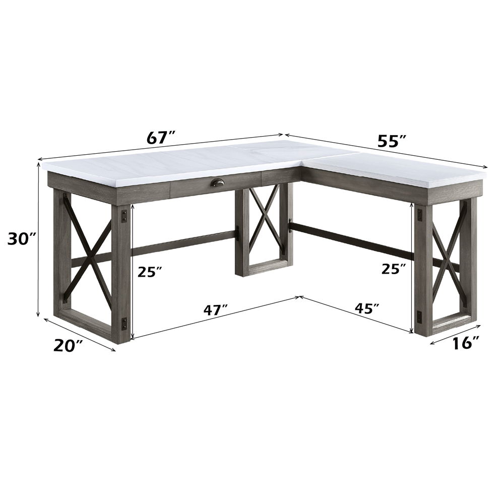 Talmar - Writing Desk With Lift Top - Marble Top & Weathered Gray, dark gray, view 6