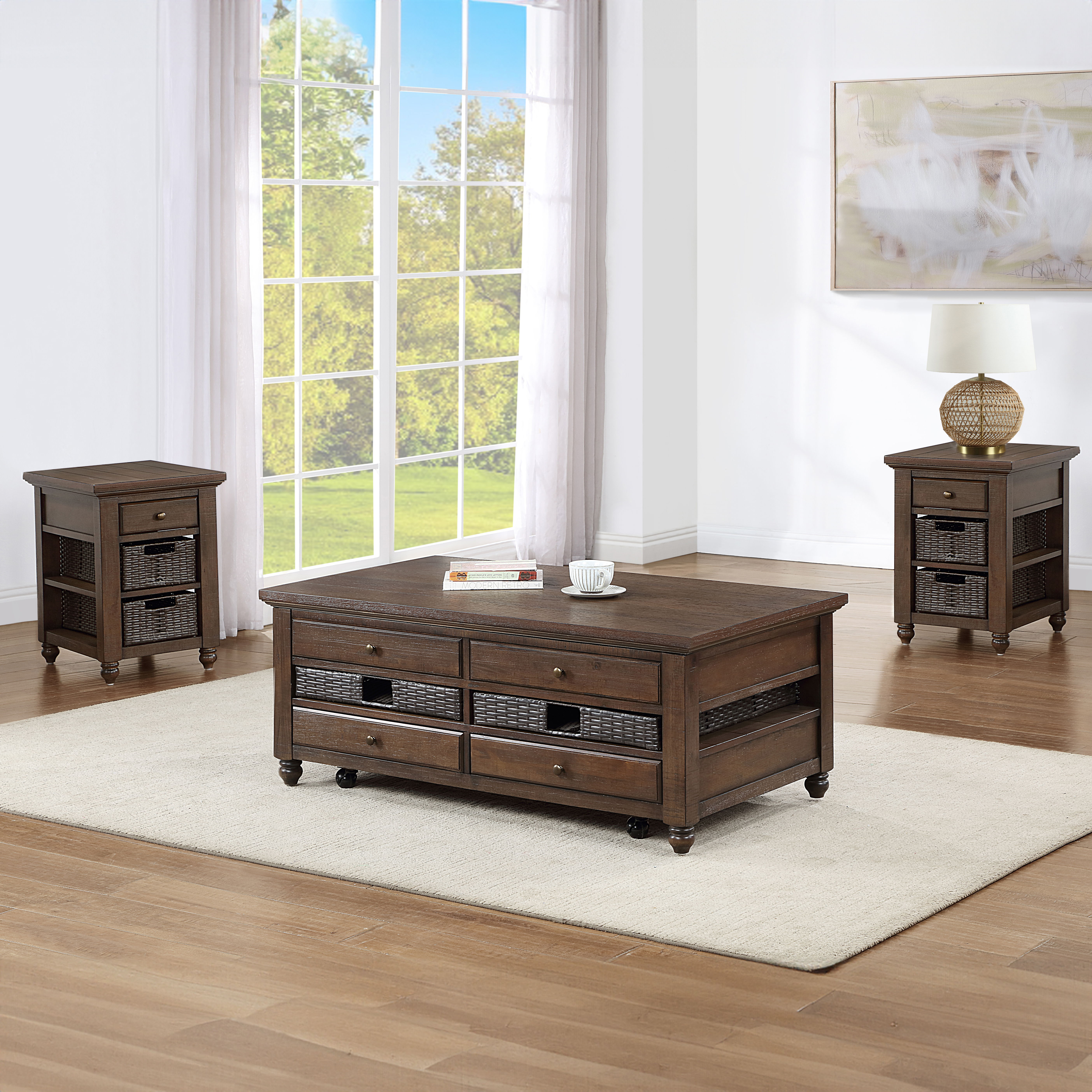 3 Pc · Cocktail Table, 2 Side Tables