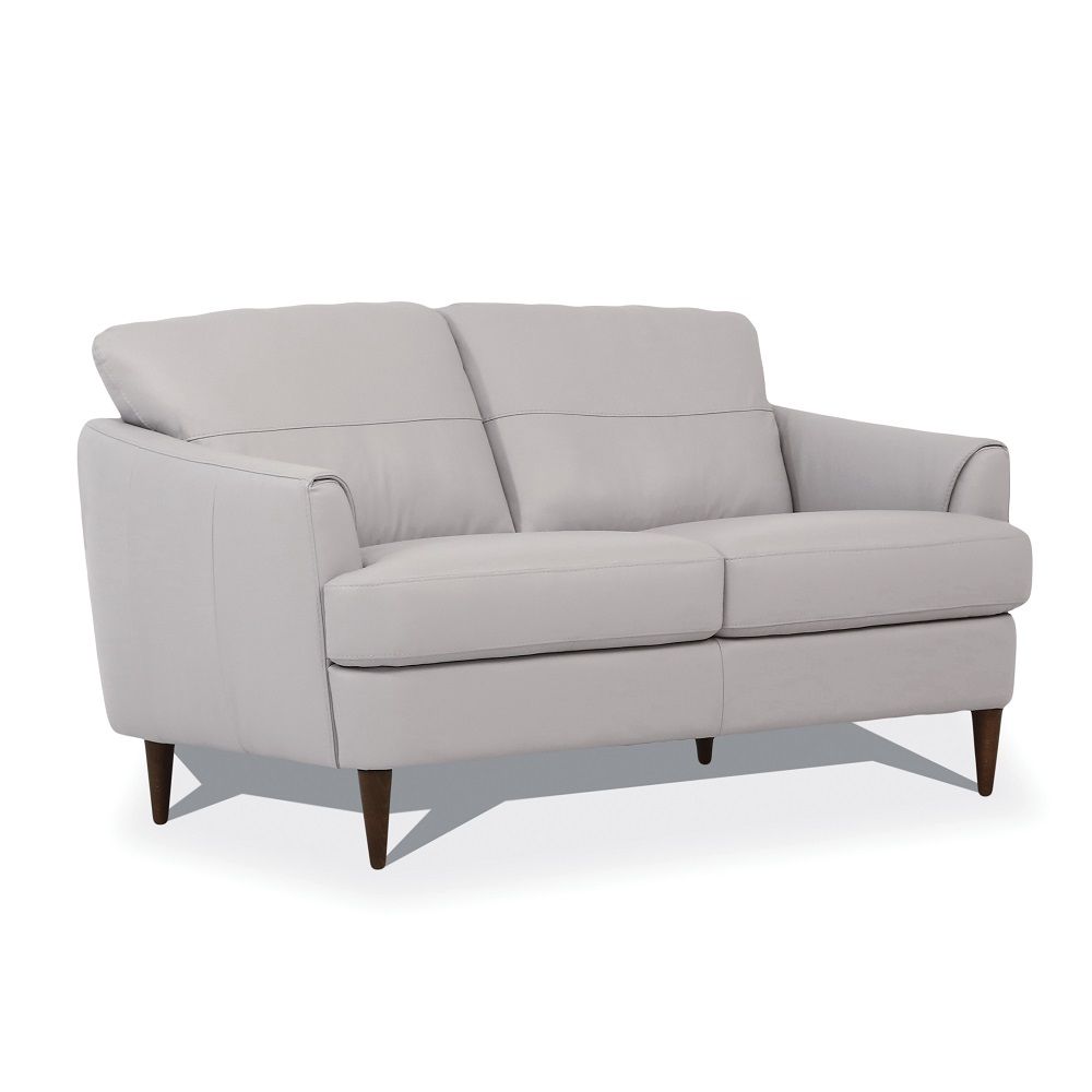 Helena - Loveseat - Pearl Gray Leather, light gray, view 2