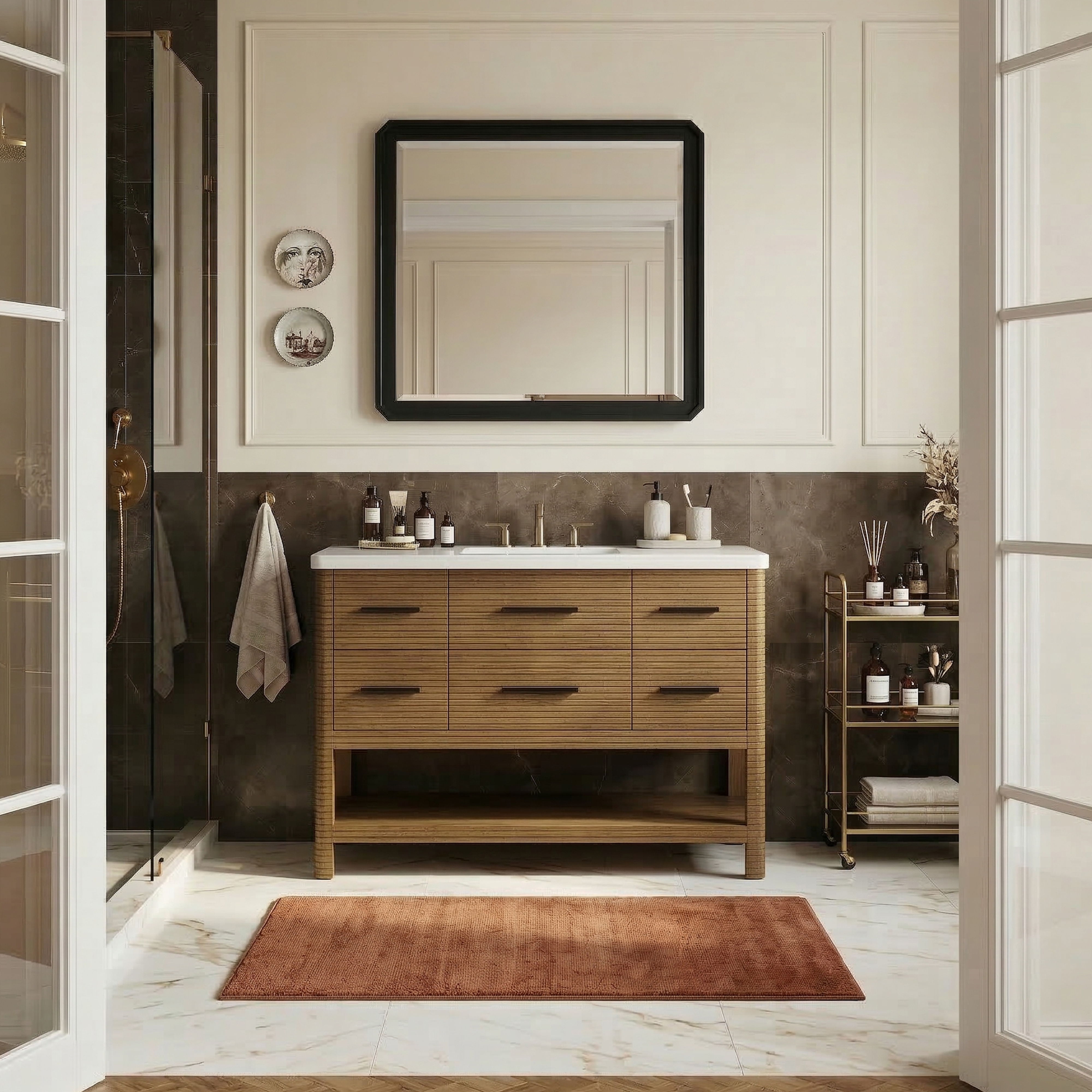 Oakwell - 48'' Bathroom Vanity - Brown / White