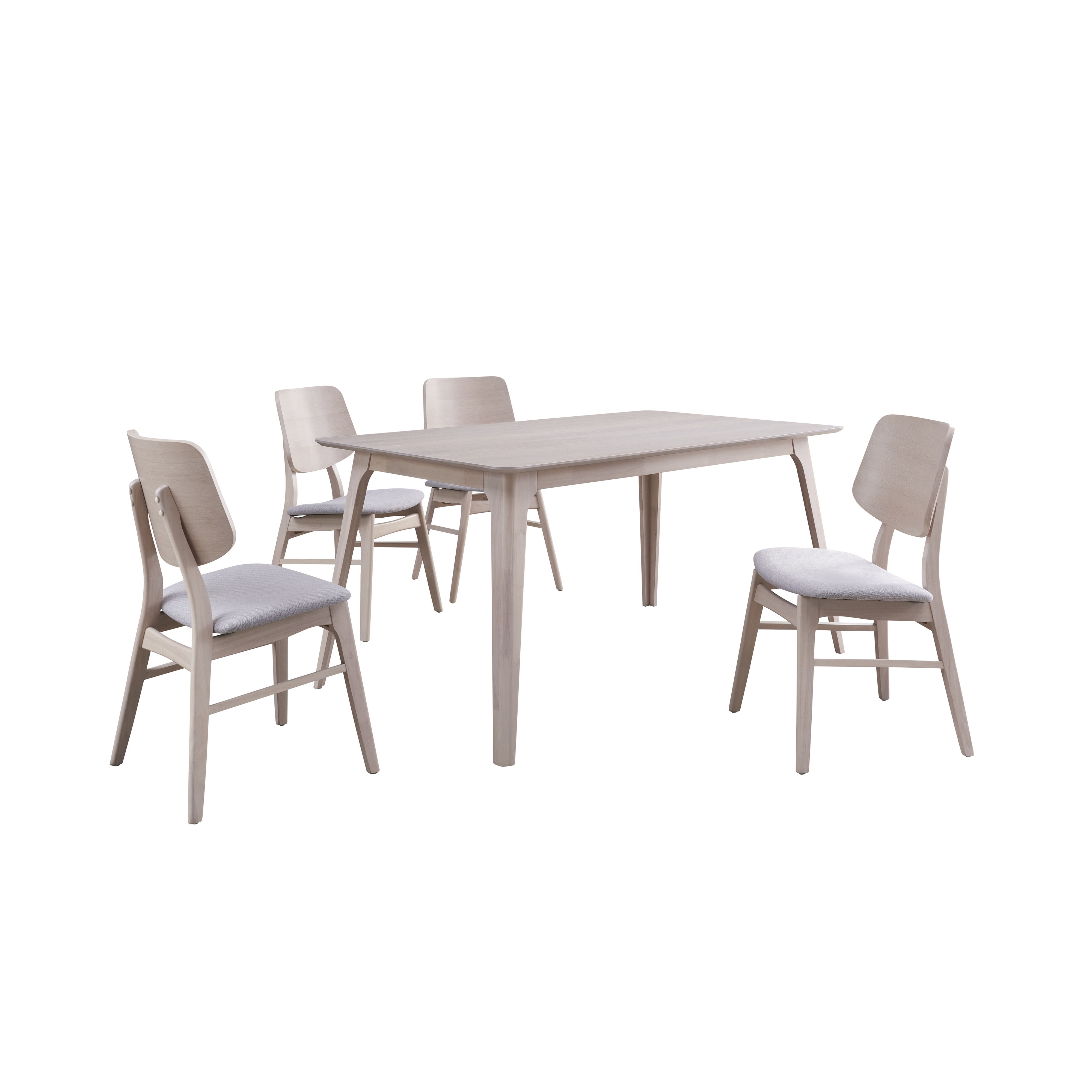 Oscar - Rectangle Table & 4 Chairs - White Ash