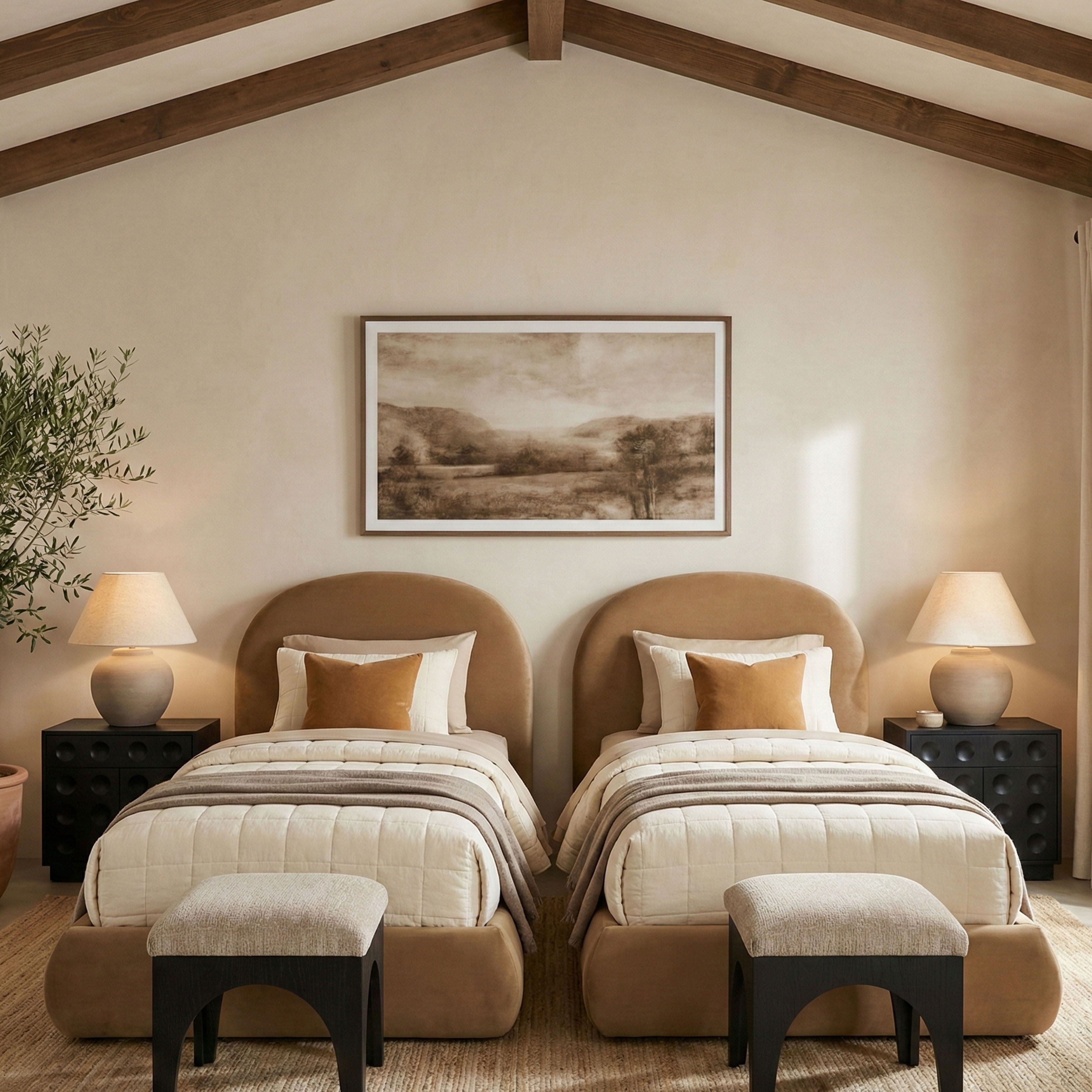Celine - Upholstered Twin Bed - Beige