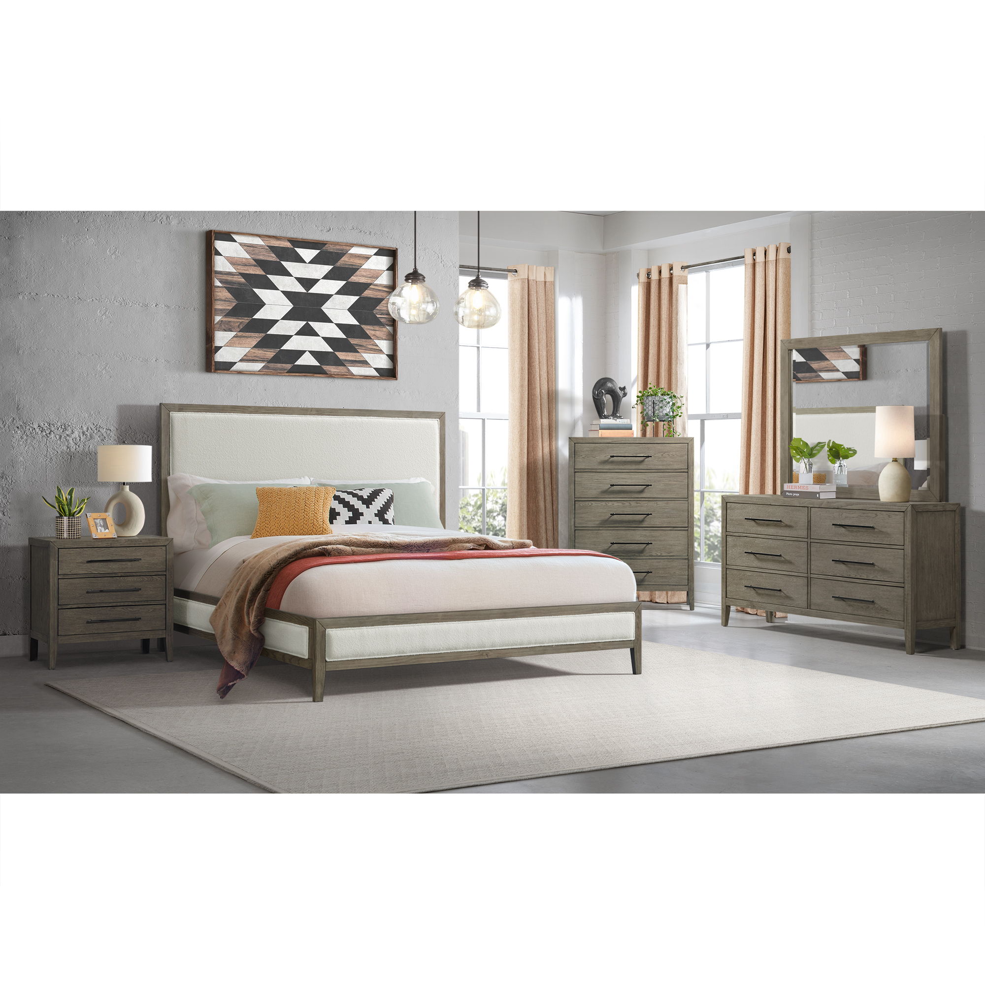 Versailles Contemporary - 3-Drawer Nightstand - Gray