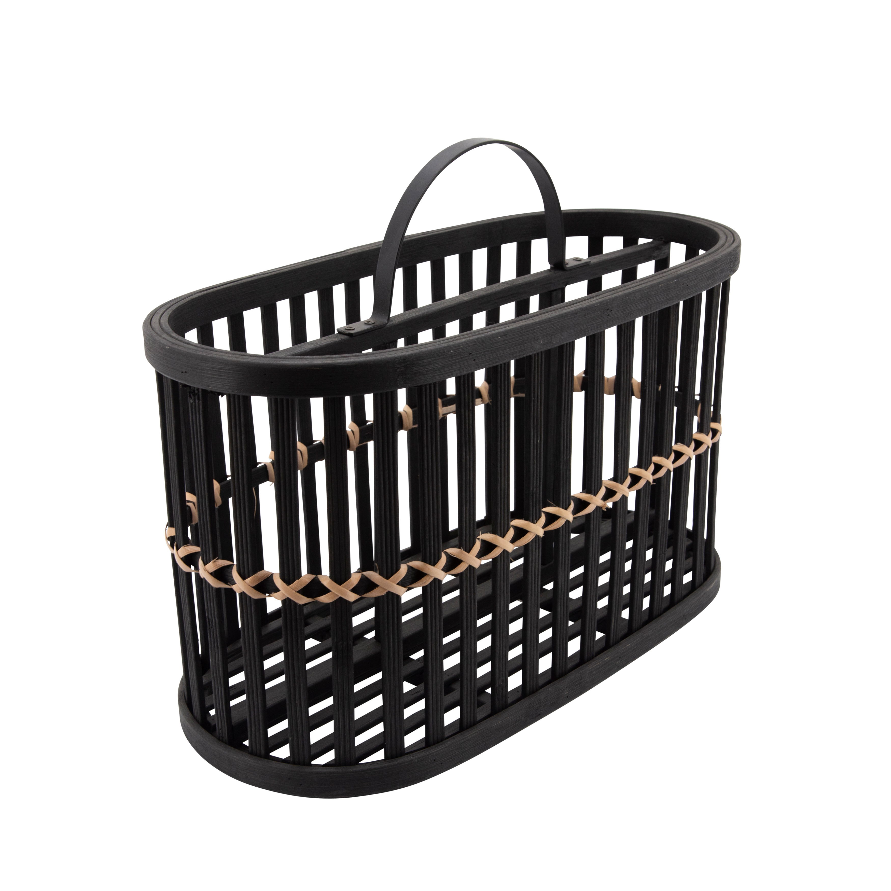 Woven Oval Basket 14\" - Black