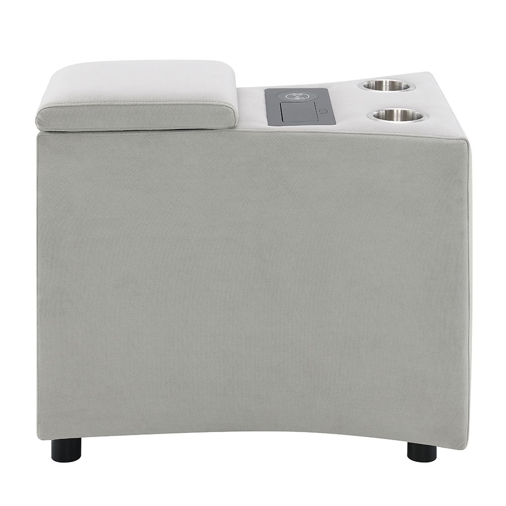 Emee - Console With USB - Gray Corduroy, light gray, view 3