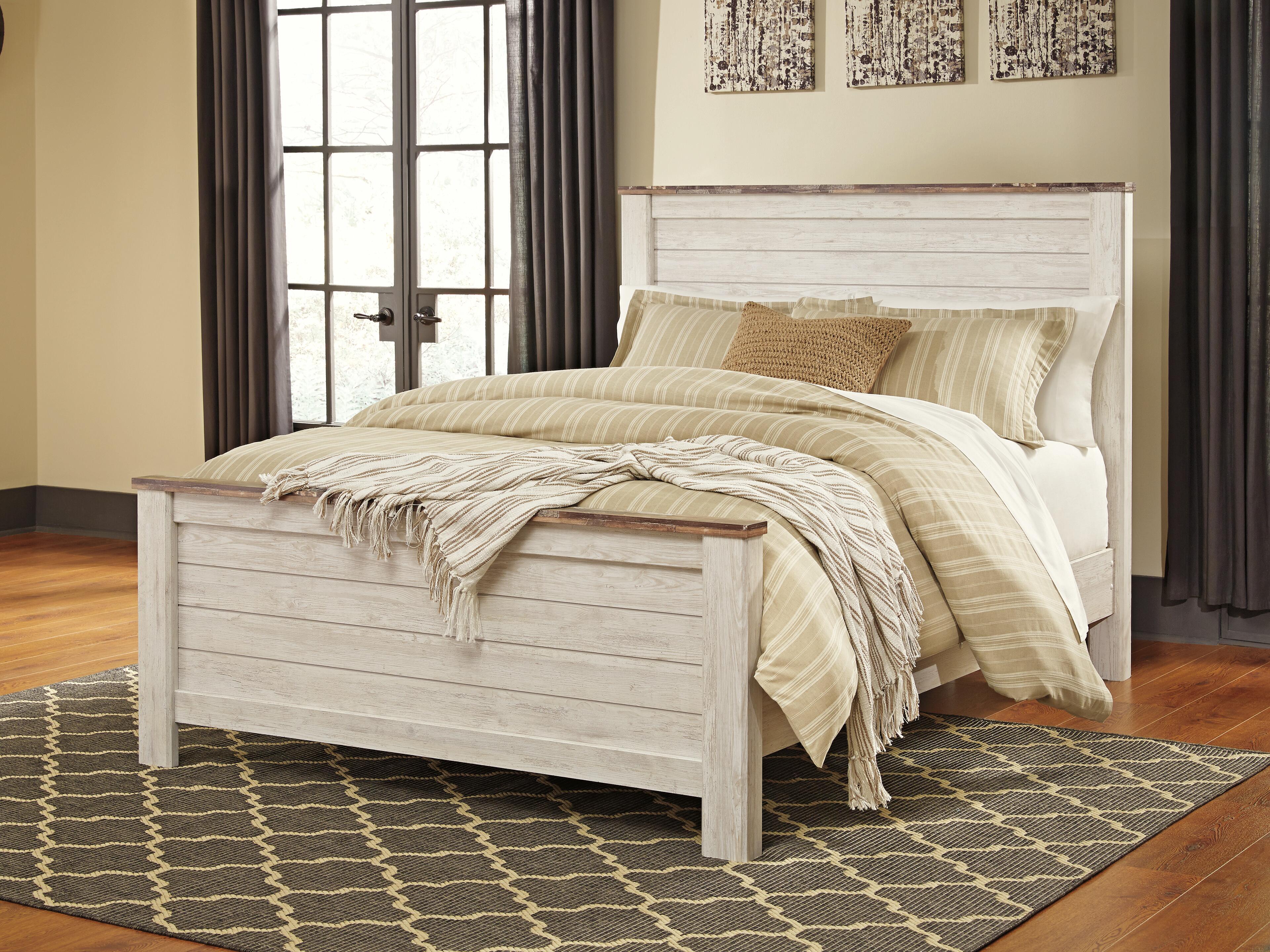 Willowton - Queen Panel Bed - Whitewash