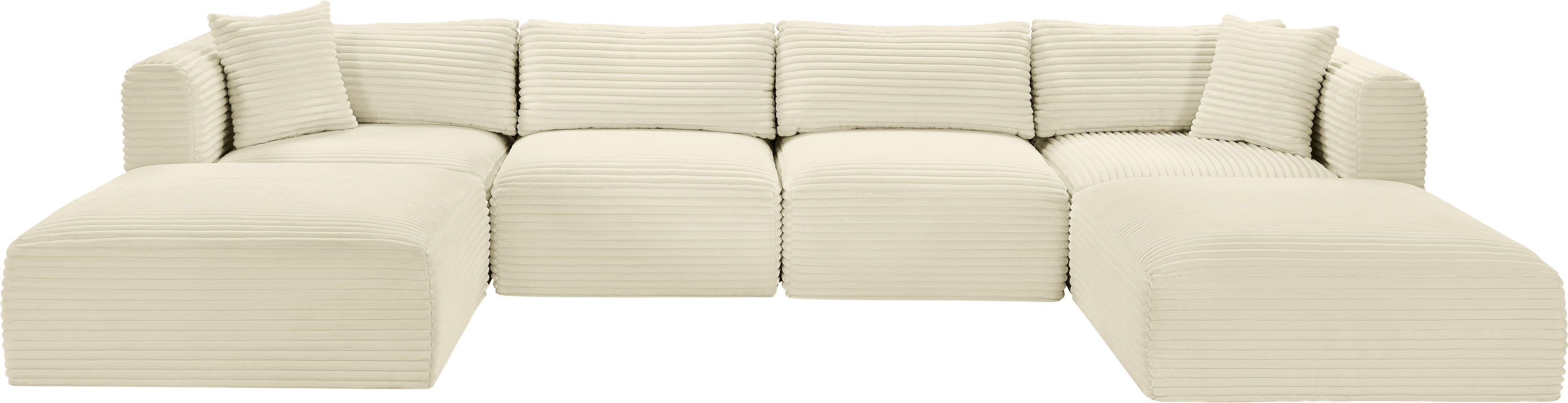 Shaggy - 6 Piece Modular Sectional With 2 Ottomans - Cream