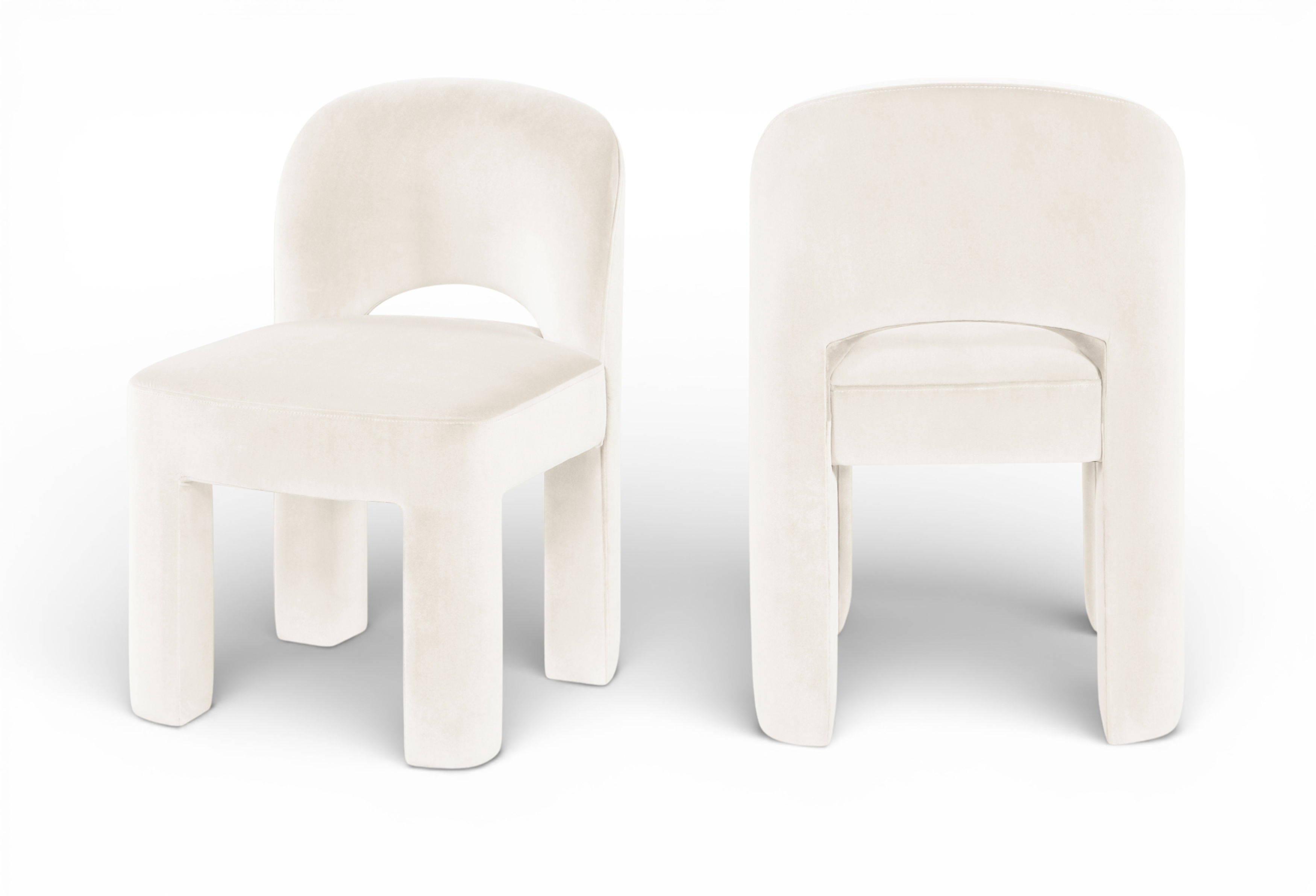 Celine - Velvet Performance Fabric Upholstered Dining Chair (Set of 2) - Cream
