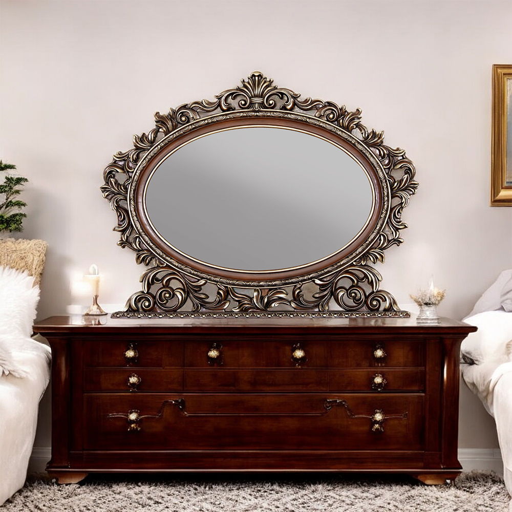 Devany - Oval Mirror - Cherry, silver, view 5