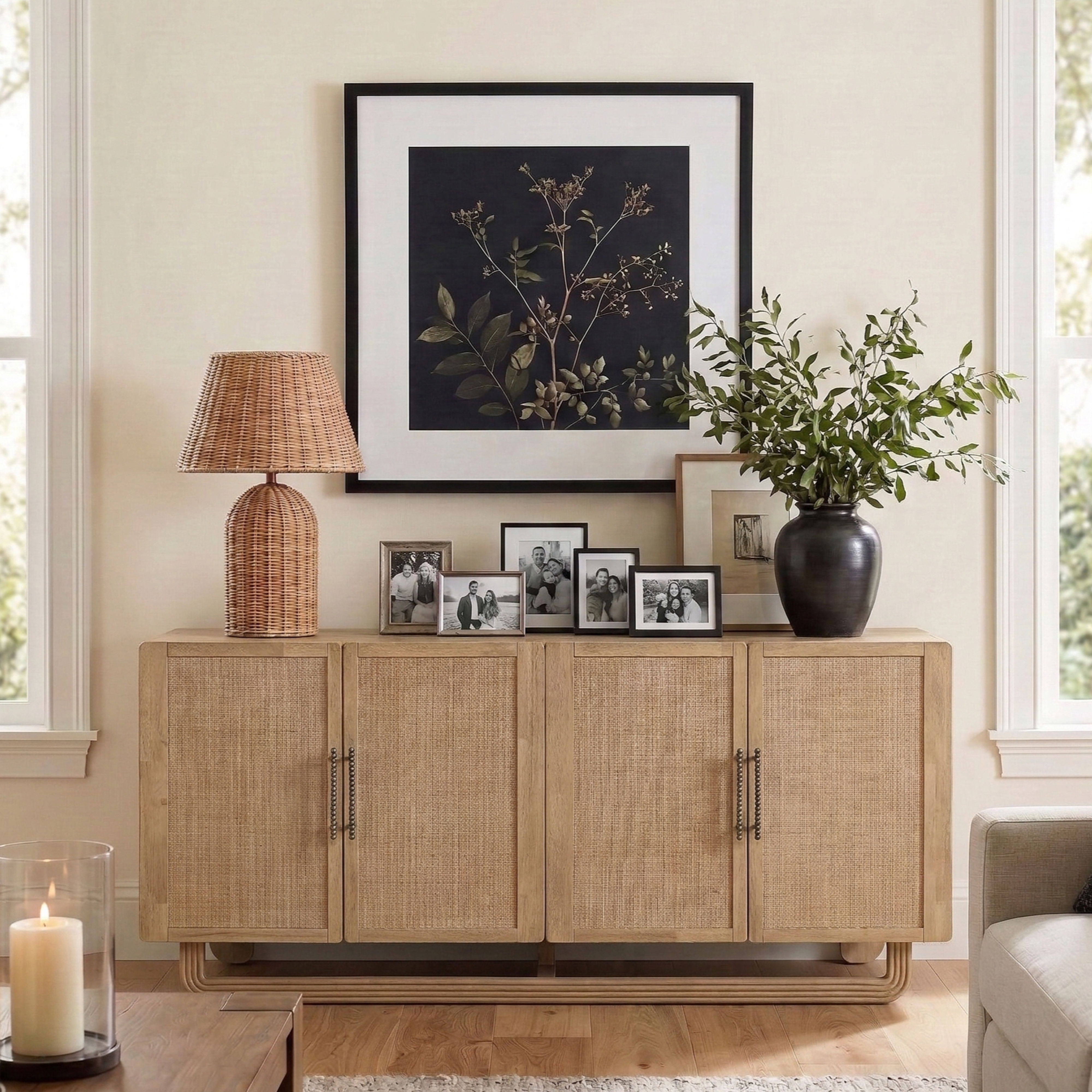 Sova - Solid Wood, Oak Veneer And Stainless Steel Sideboard/Buffet - Natural