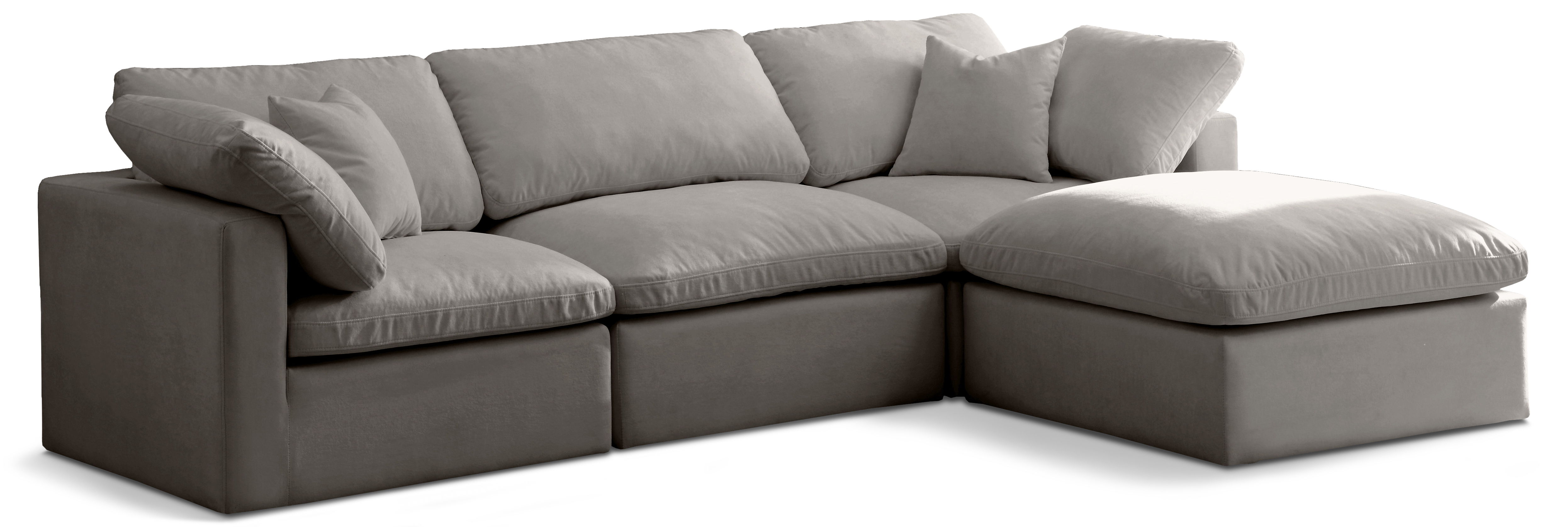 Plush - 4 Piece Modular Sectional With Chaise - Gray