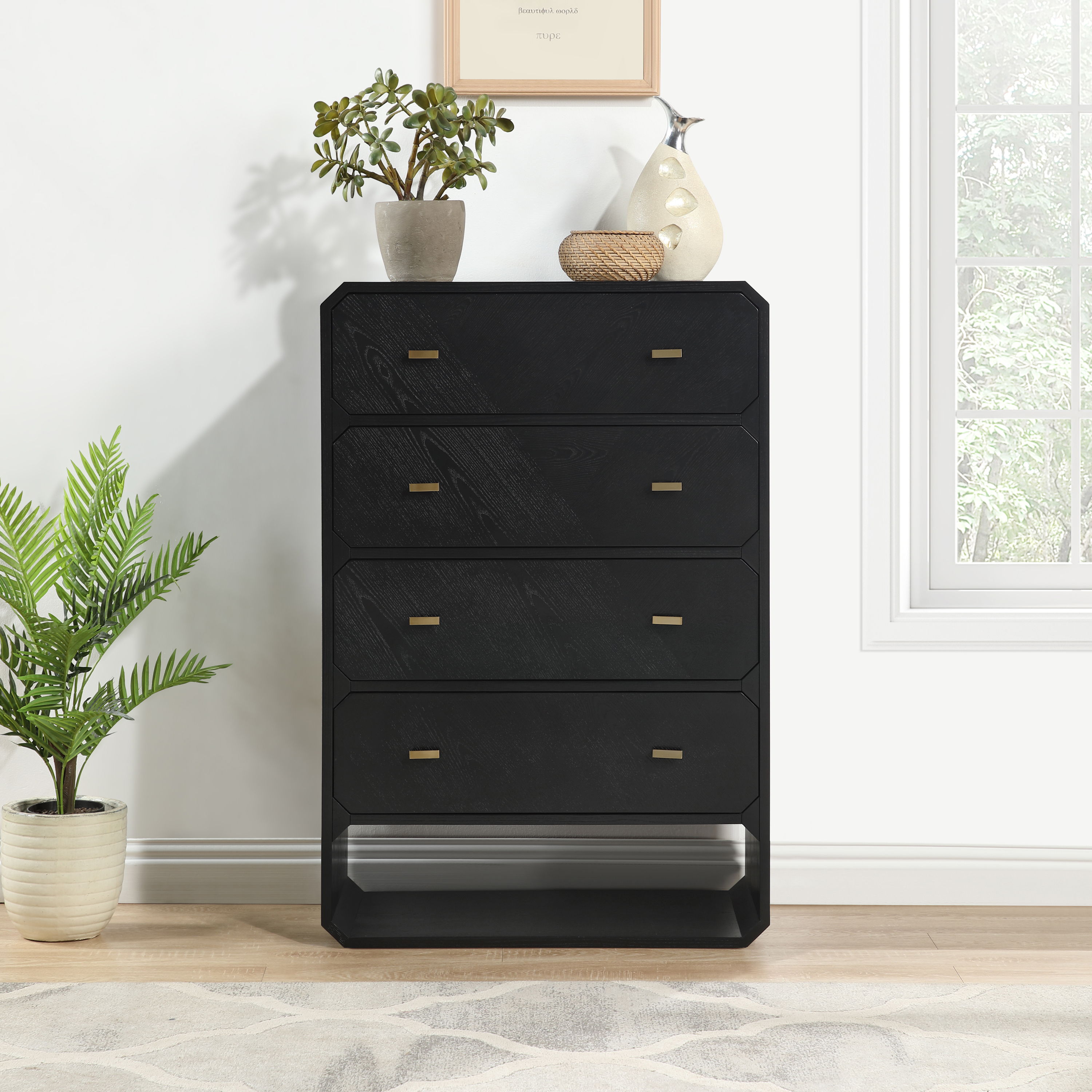 Parker - Ash Veneer Chest - Black