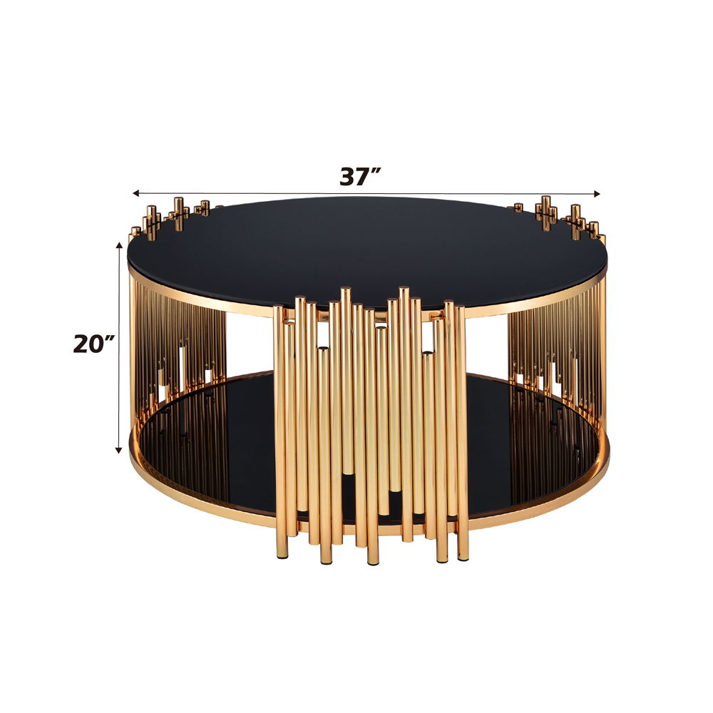 Tanquin - Coffee Table - Black Glass & Gold, black, view 6