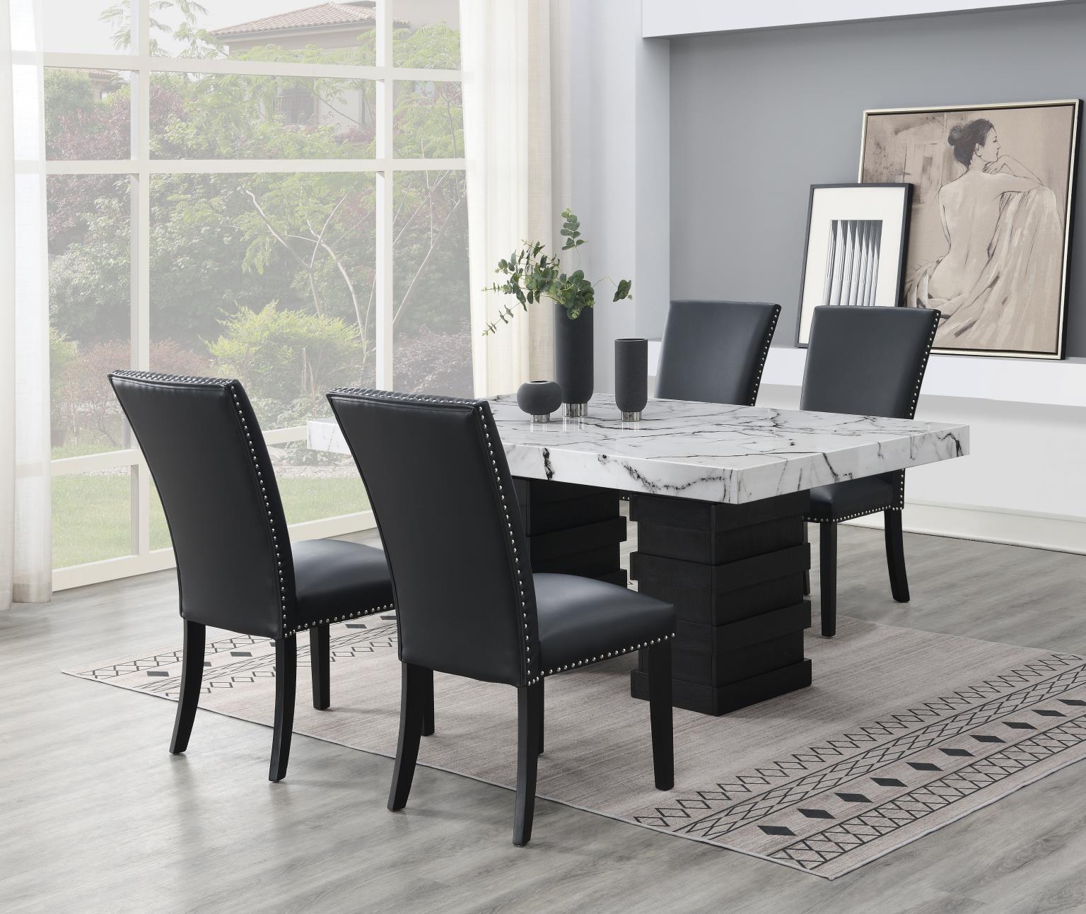 5 Pc · Table, 4 Faux Leather Chairs
