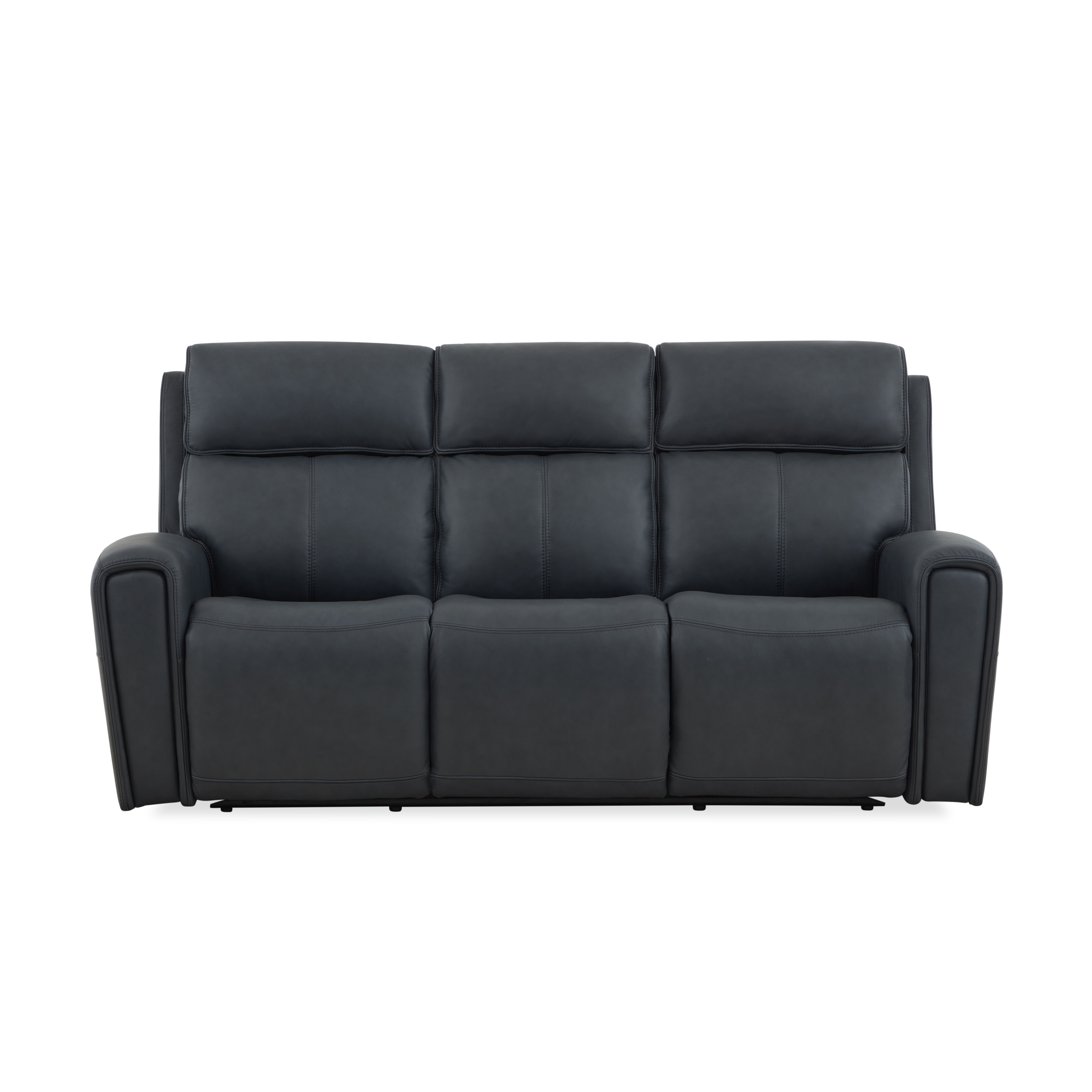 Warren - Power Reclining Sofa With Console, Power Headrest & Lumbar - Black, black, view 3