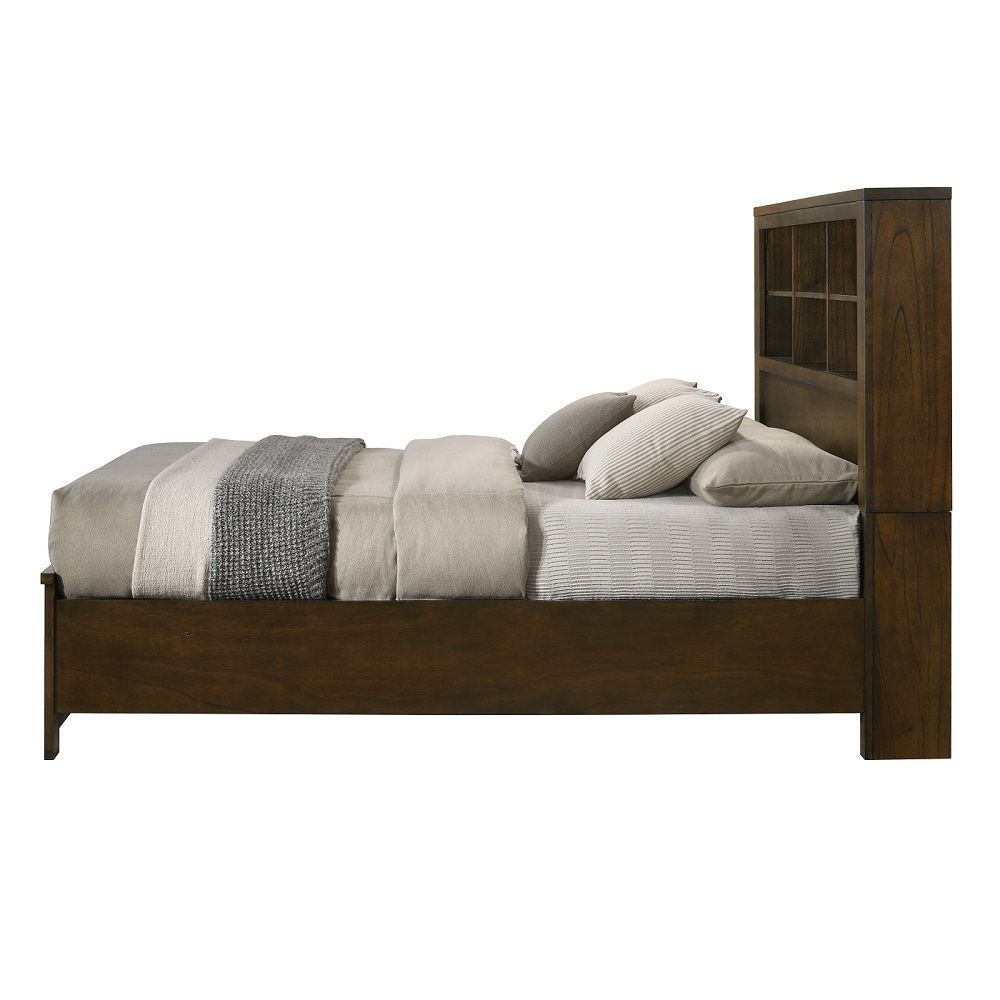 Merrilee II - Queen Bed With Storage - Oak, dark brown, view 3