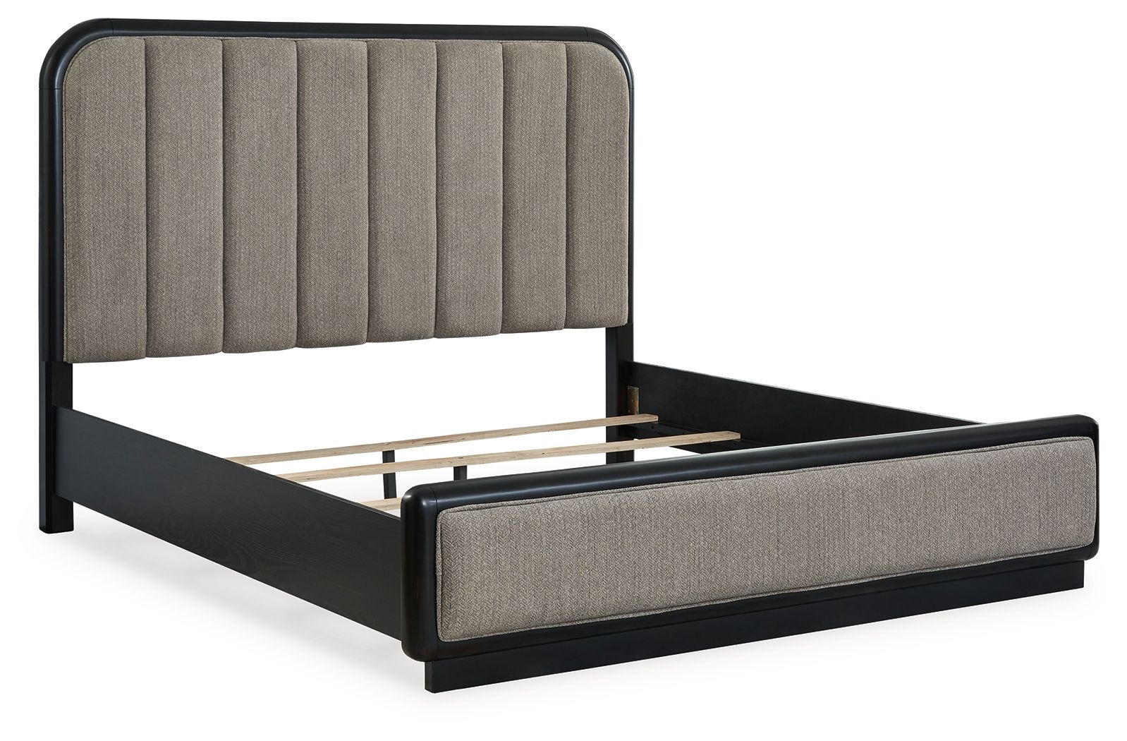 Ashley Furniture Rowanbeck - California King Upholstered Panel Bed - Gray / Black - Image 3