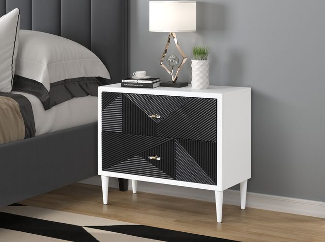 Dubni - Accent Table - White & Black, white