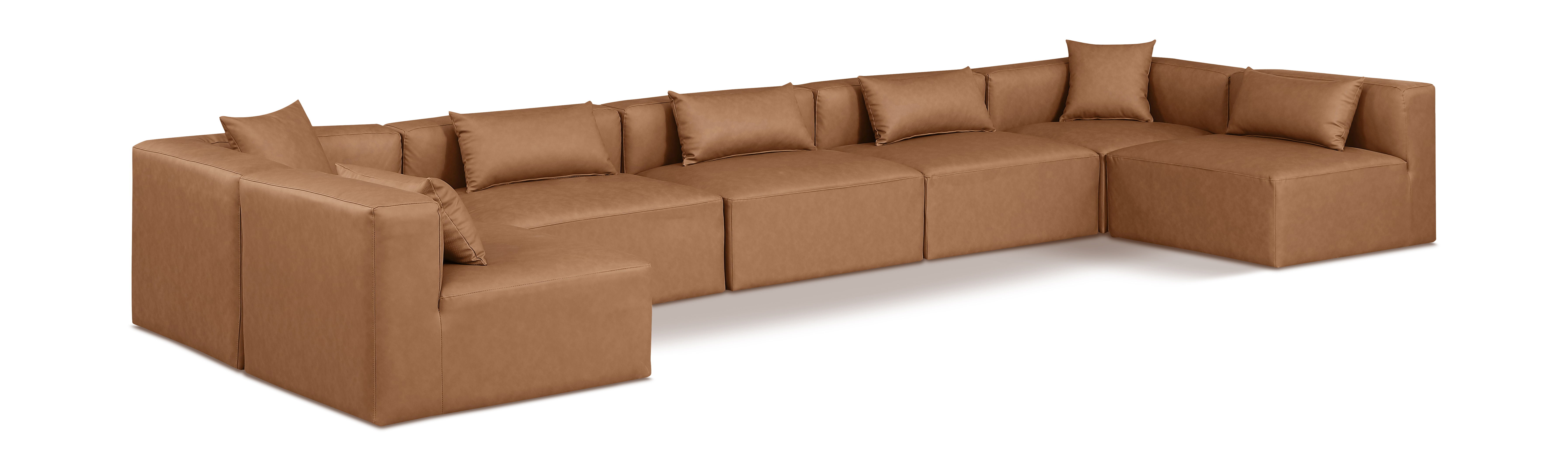 Cube - 7 Piece Modular U-Shaped Sectional - Brown