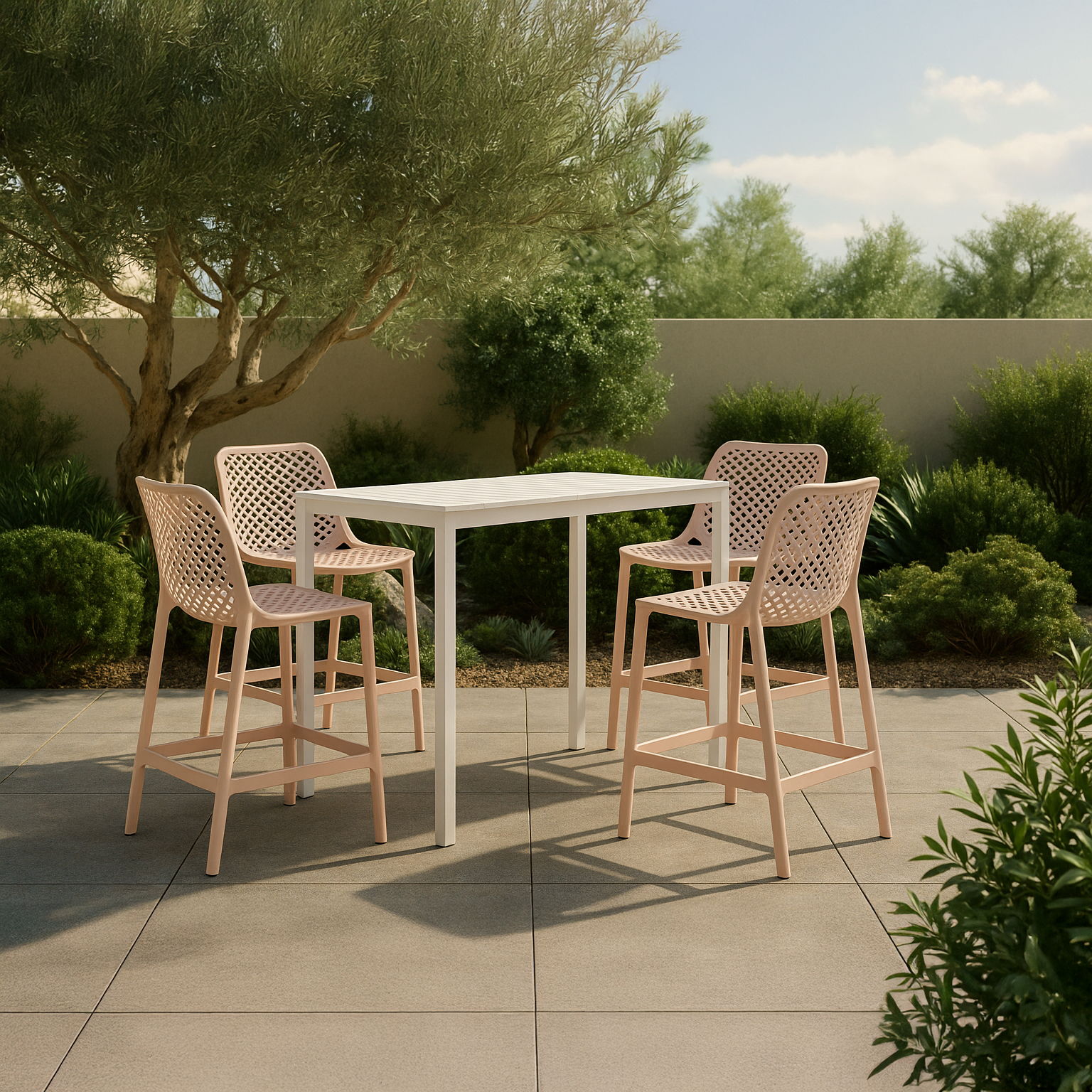Mykonos - Outdoor Patio Stool (Set of 4) - Pink