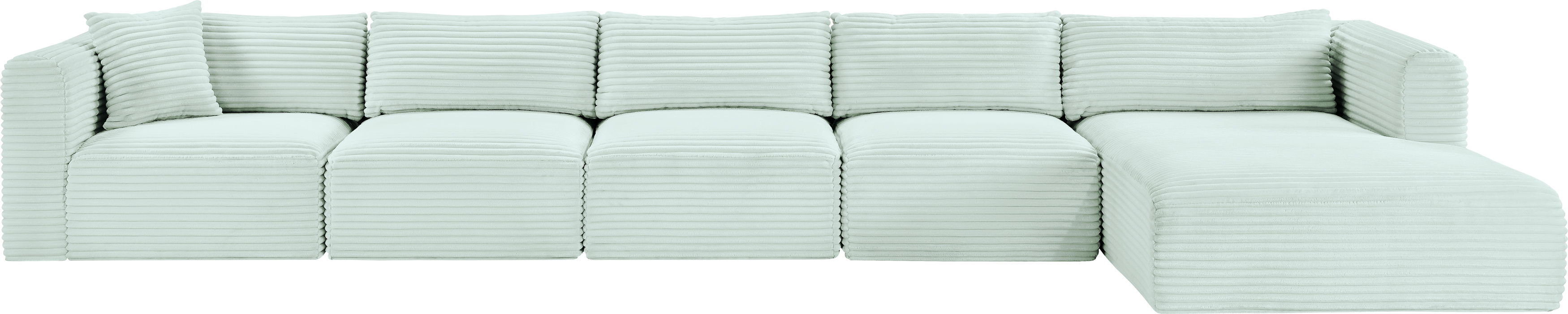 Shaggy - 5 Piece Modular Sectional With Chaise - Mint