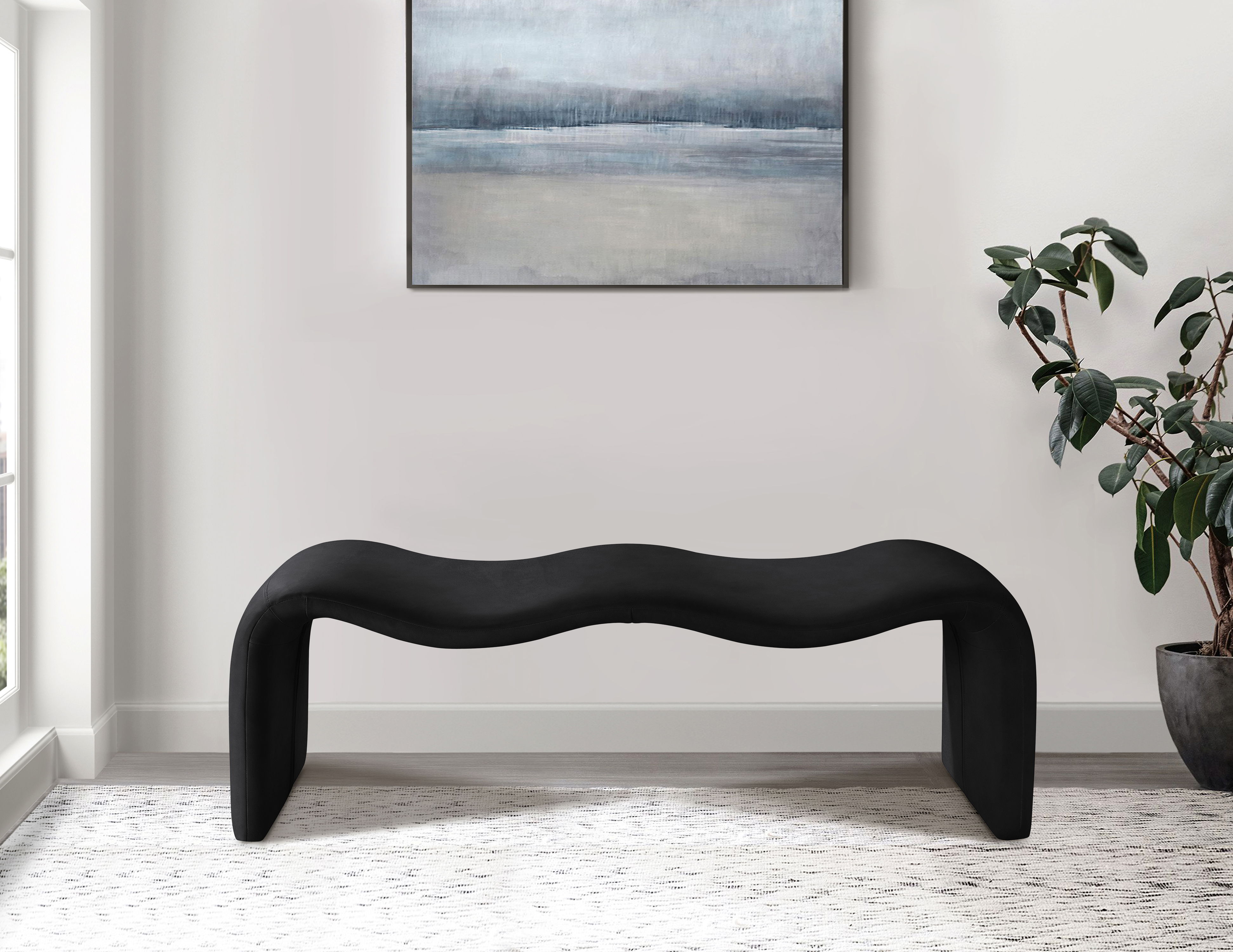 Willow - Faux Leather Bench - Black