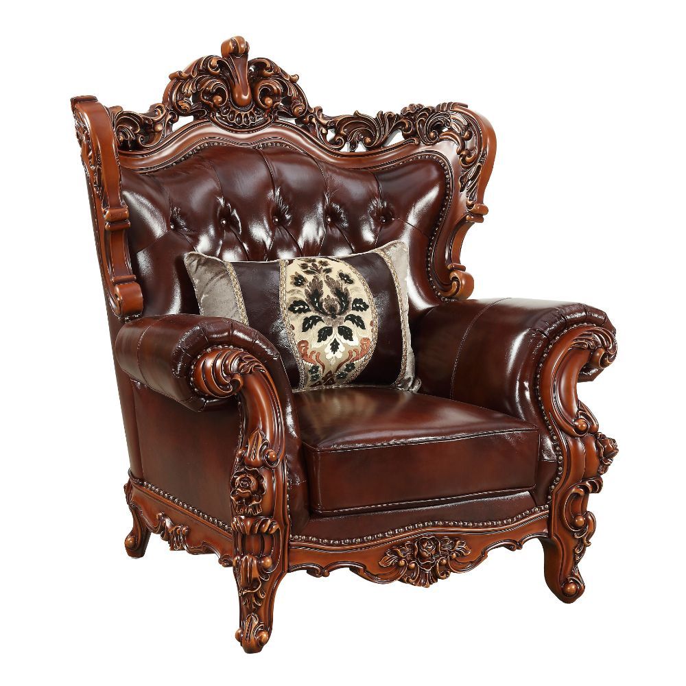 Eustoma - Chair - Cherry Top Grain Leather Match & Walnut, dark brown