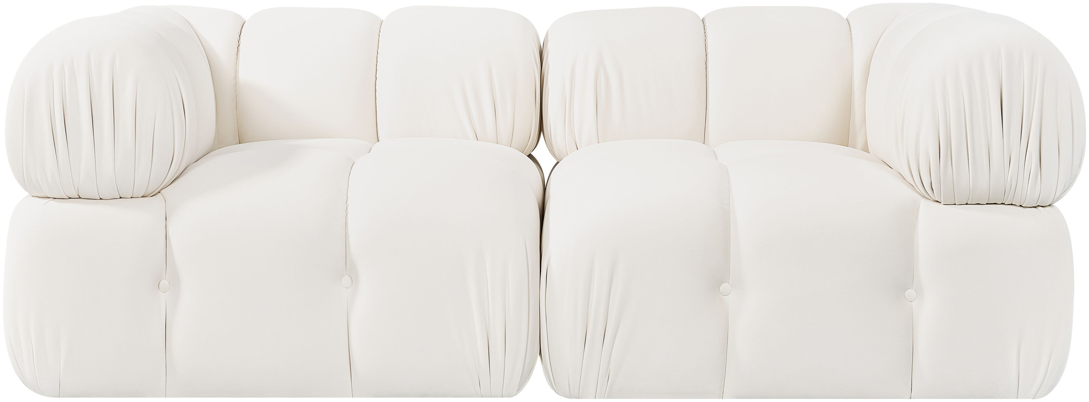 Orin - Velvet Performance Fabric Upholstered 2 Piece Modular Sofa (2 Corner Chairs) - Cream