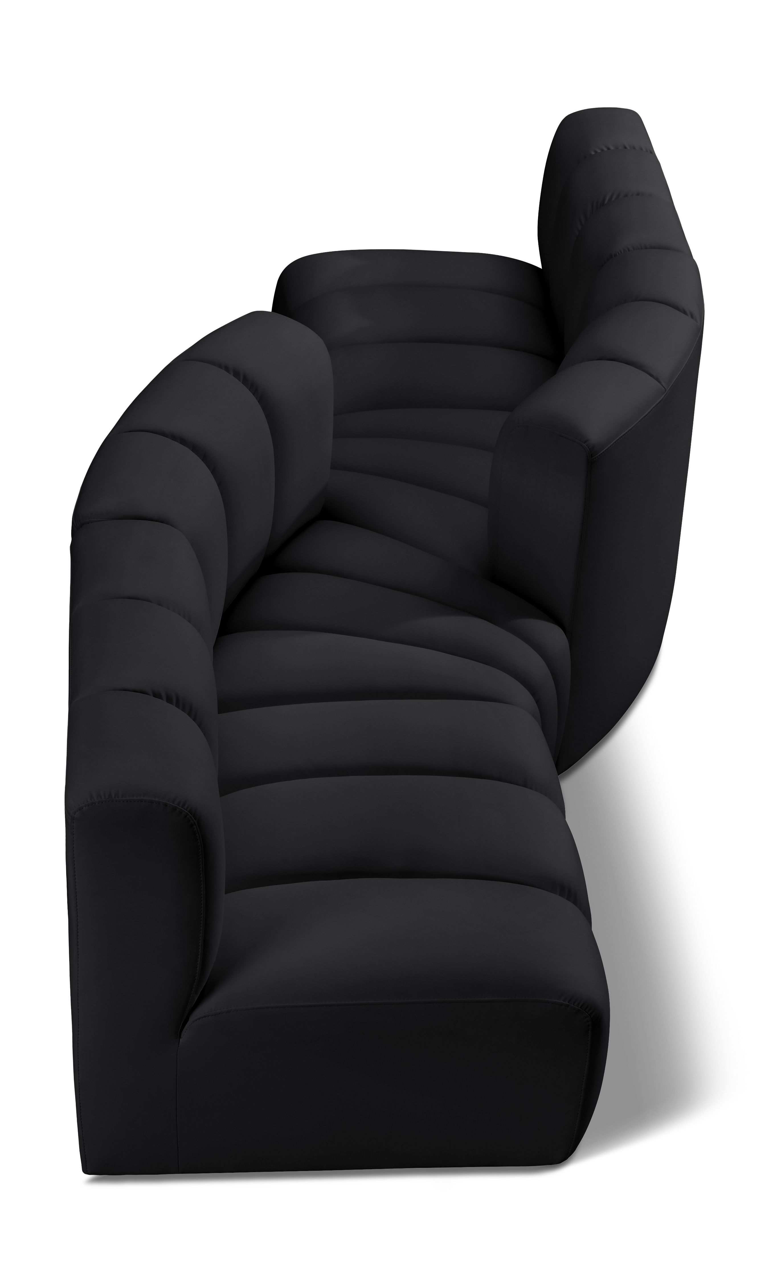 Arc - Faux Leather 4 Piece Sofa - Black