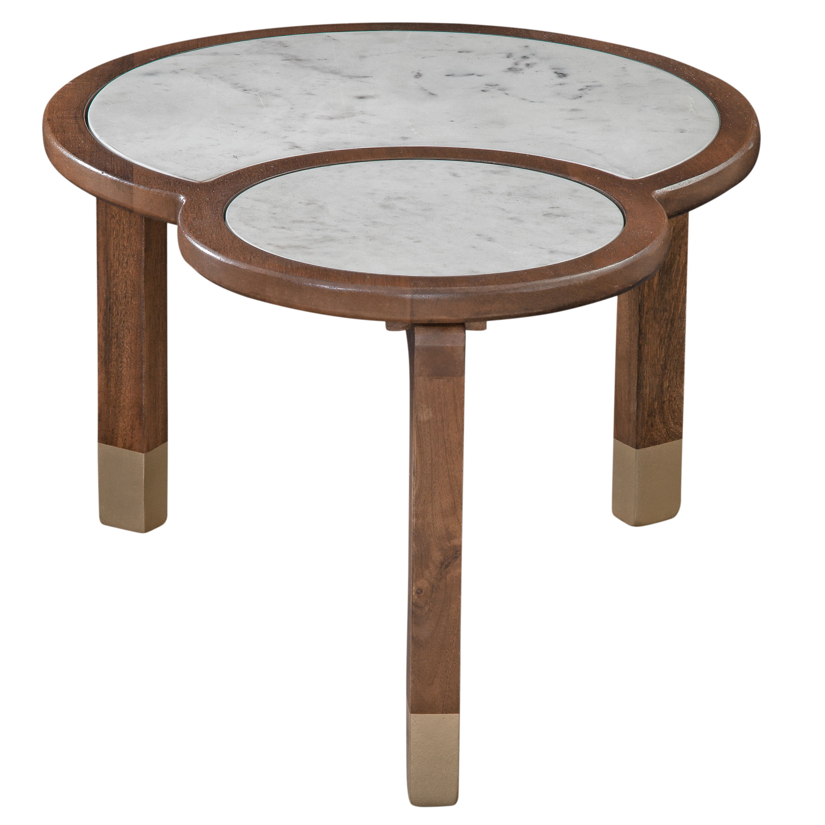 Oormi - Marble Inlay Cocktail Table - White / Dark Brown