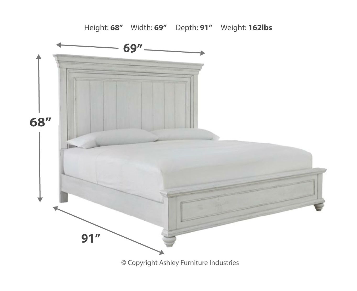 Ashley Furniture Kanwyn - 5 Pc. - Dresser, Mirror, Queen Panel Bed - Whitewash - Image 5
