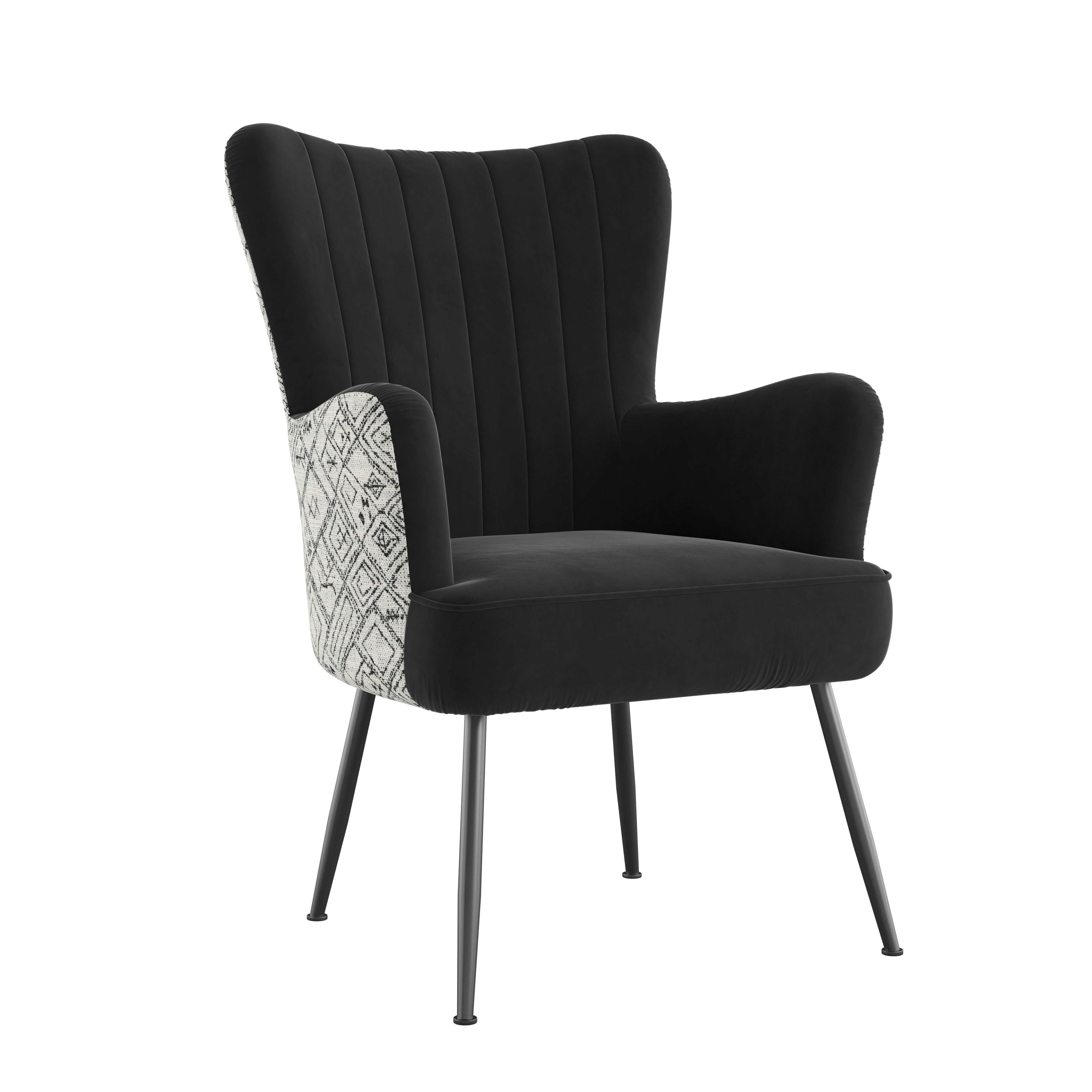 Amera - Accent Chair - Black With Petroglyph Print Image