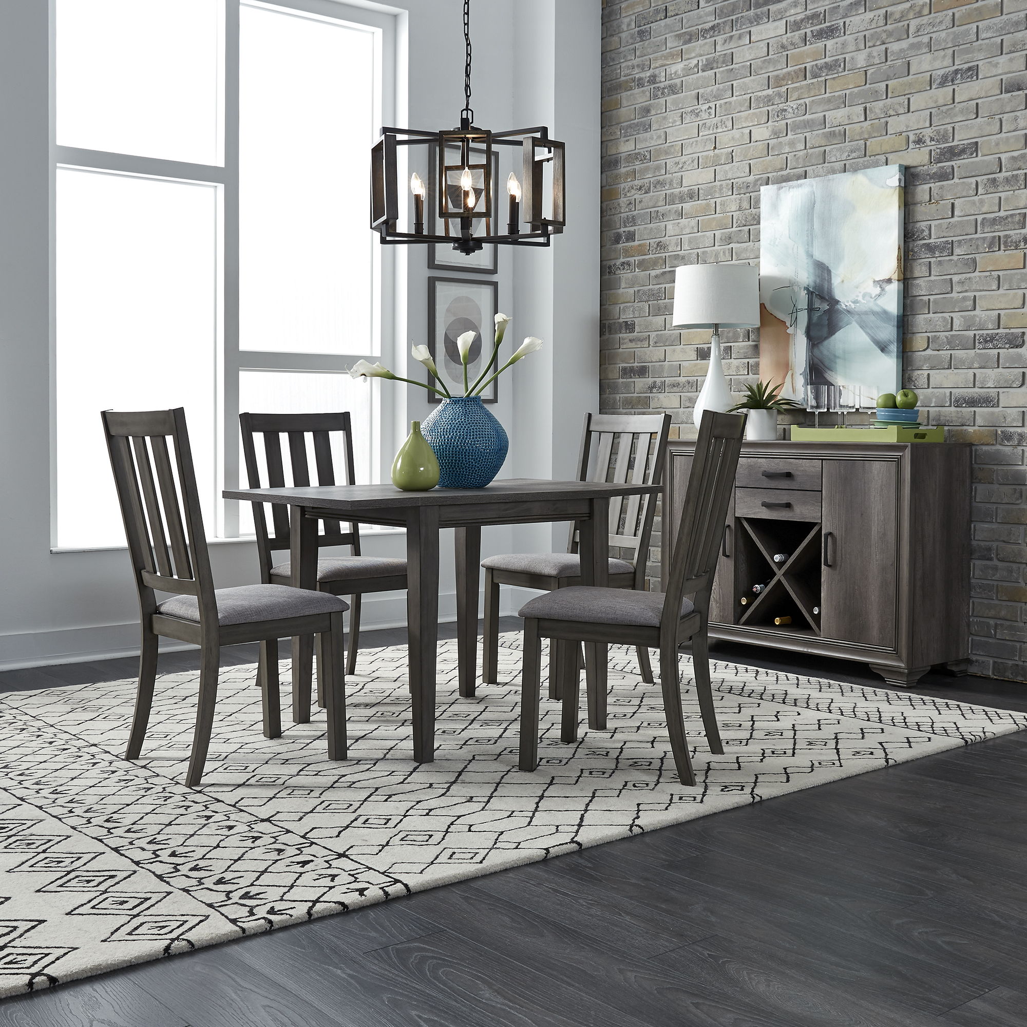 Liberty Furniture Tanners Creek - 5 Piece Drop Leaf Set - Dark Gray