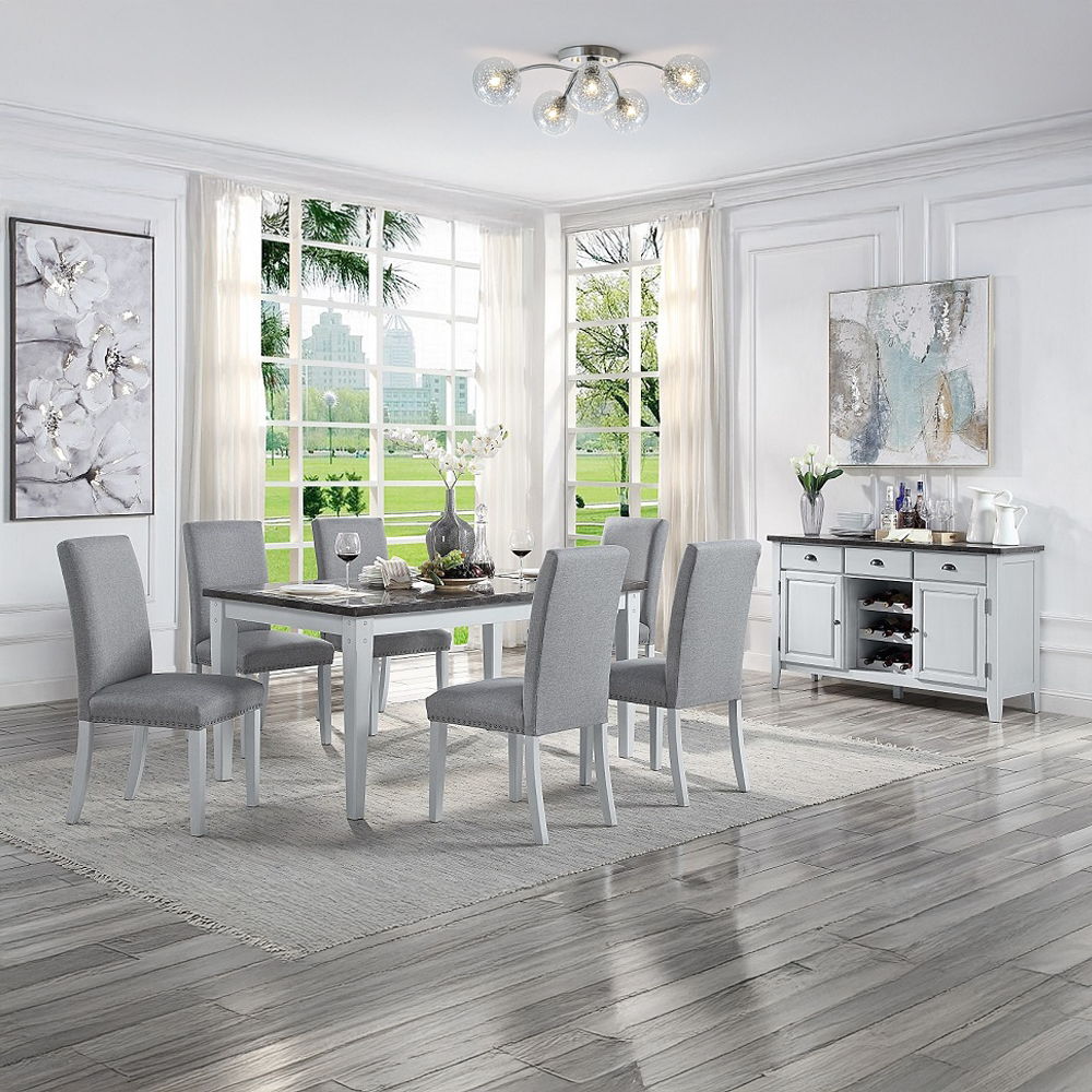 Lanton - Side Chair (Set of 2) - Gray Linen & Antique White, white, view 6