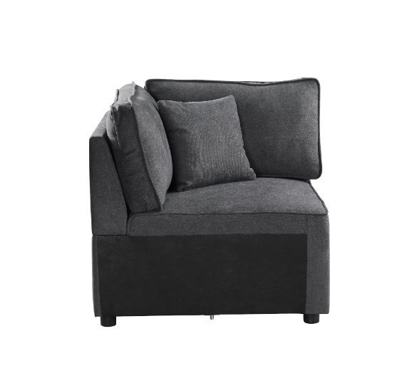 Silvester - Modular Wedge With Pillow - Gray Fabric, dark gray, view 2