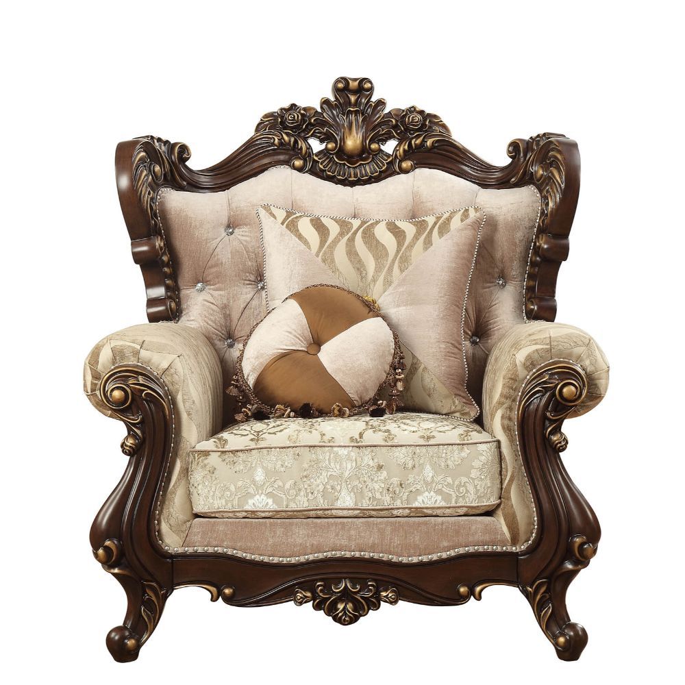 Shalisa - Chair With 2 Pillows (Same Lv01587) - Fabric & Walnut, dark brown, view 4