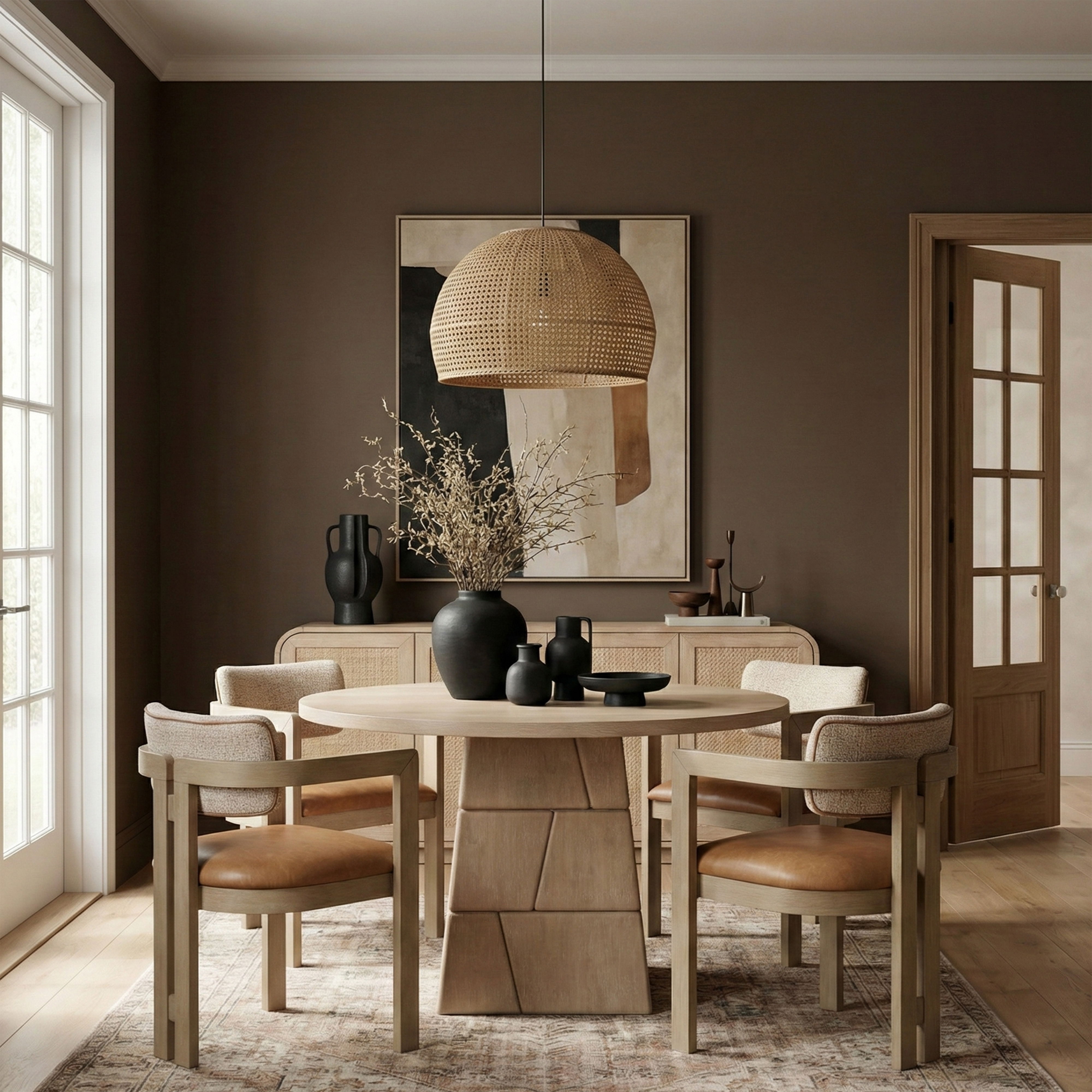 Tavio - 48" Oak Veneer And Solid Wood Dining Table - Natural