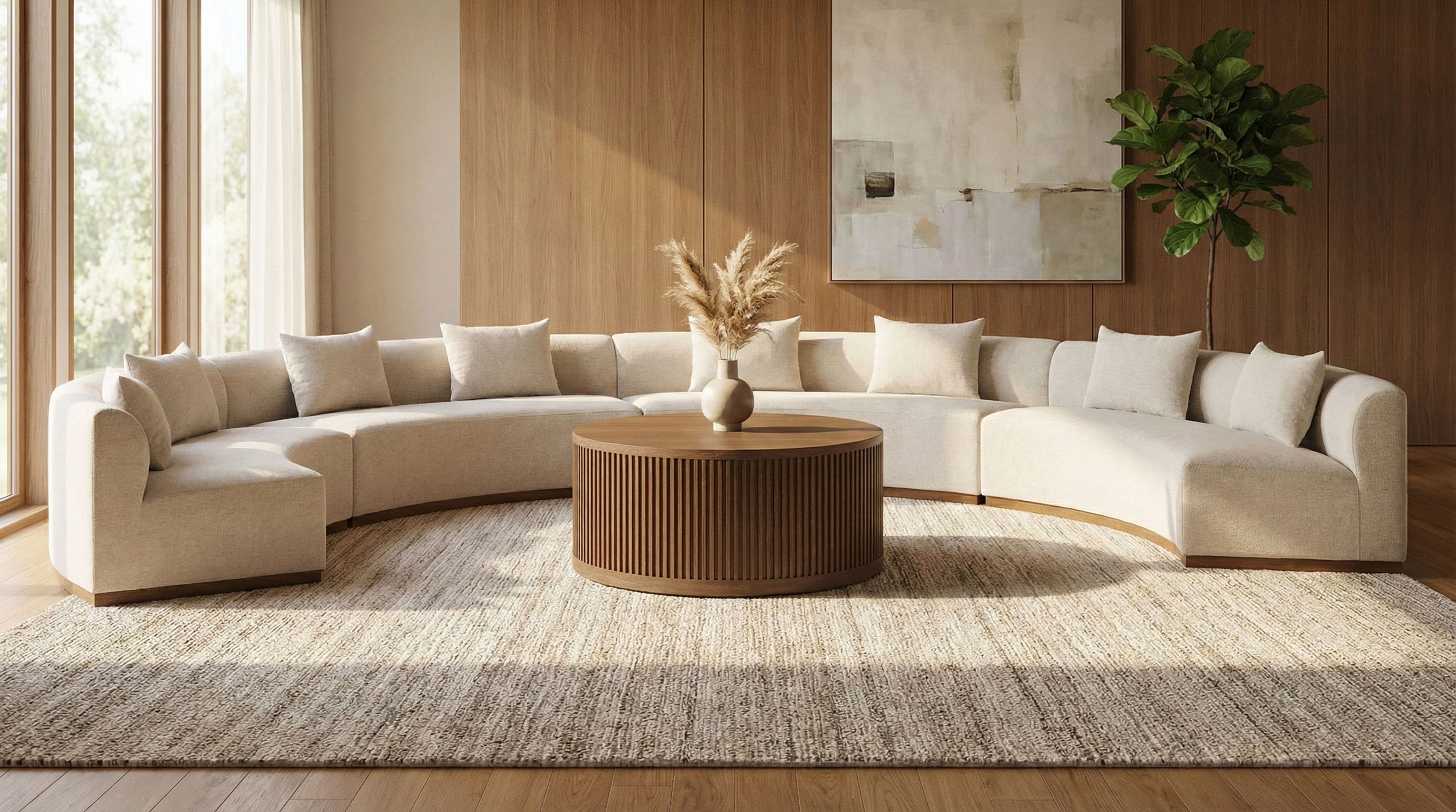 Avanti - 225.25" Chenille Fabric Upholstered 4 Piece Modular Sectional - Beige