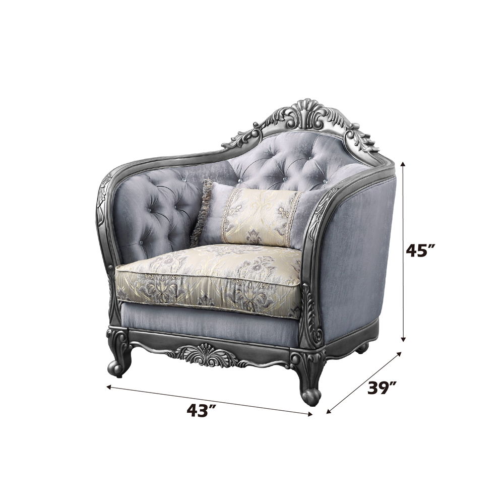 Ariadne - Chair With Pillow - Fabric & Platinum, silver, view 5