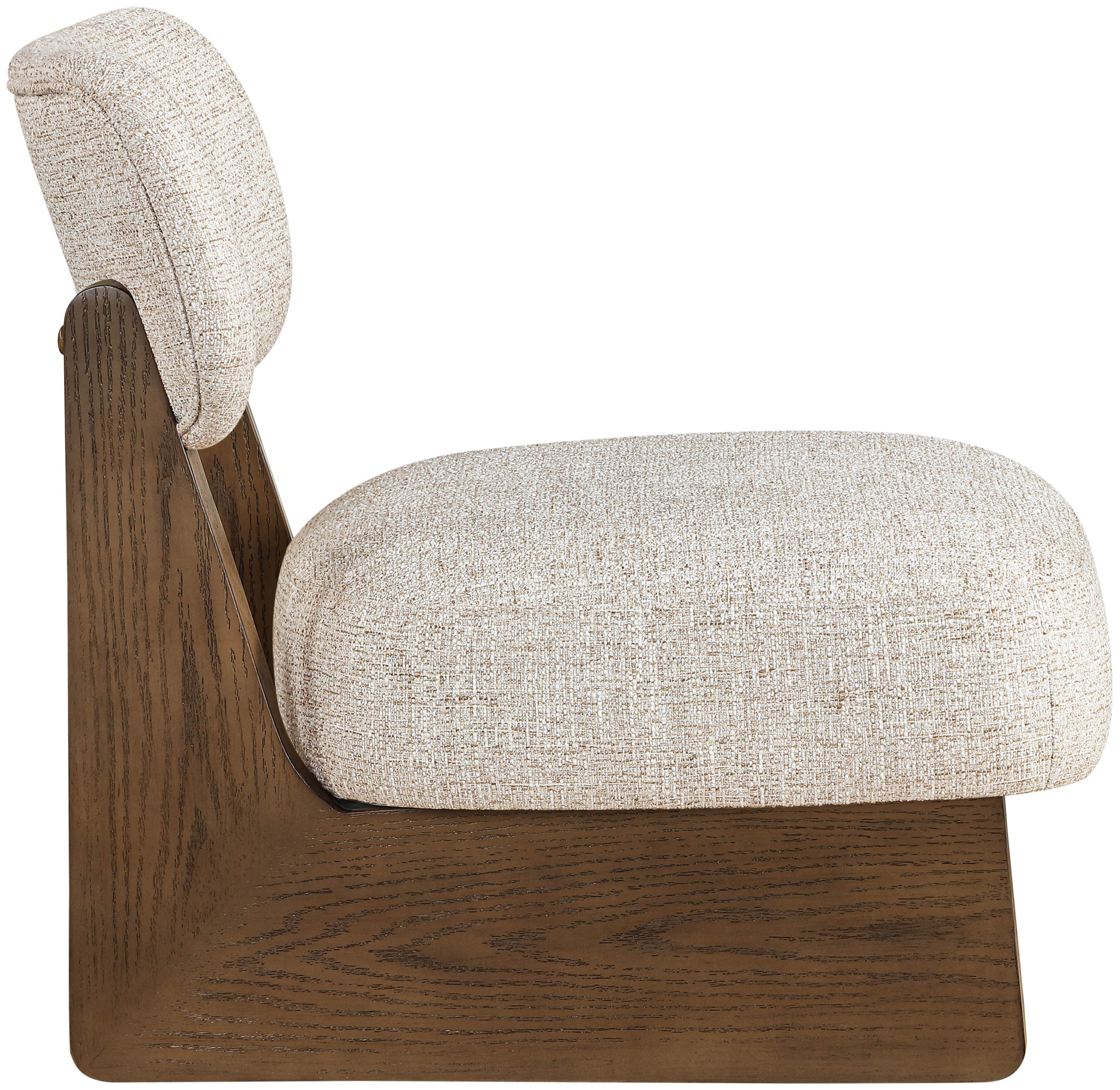 Vetra - Linen Textured Fabric Upholstered Accent Chair - Beige / Painted Brown