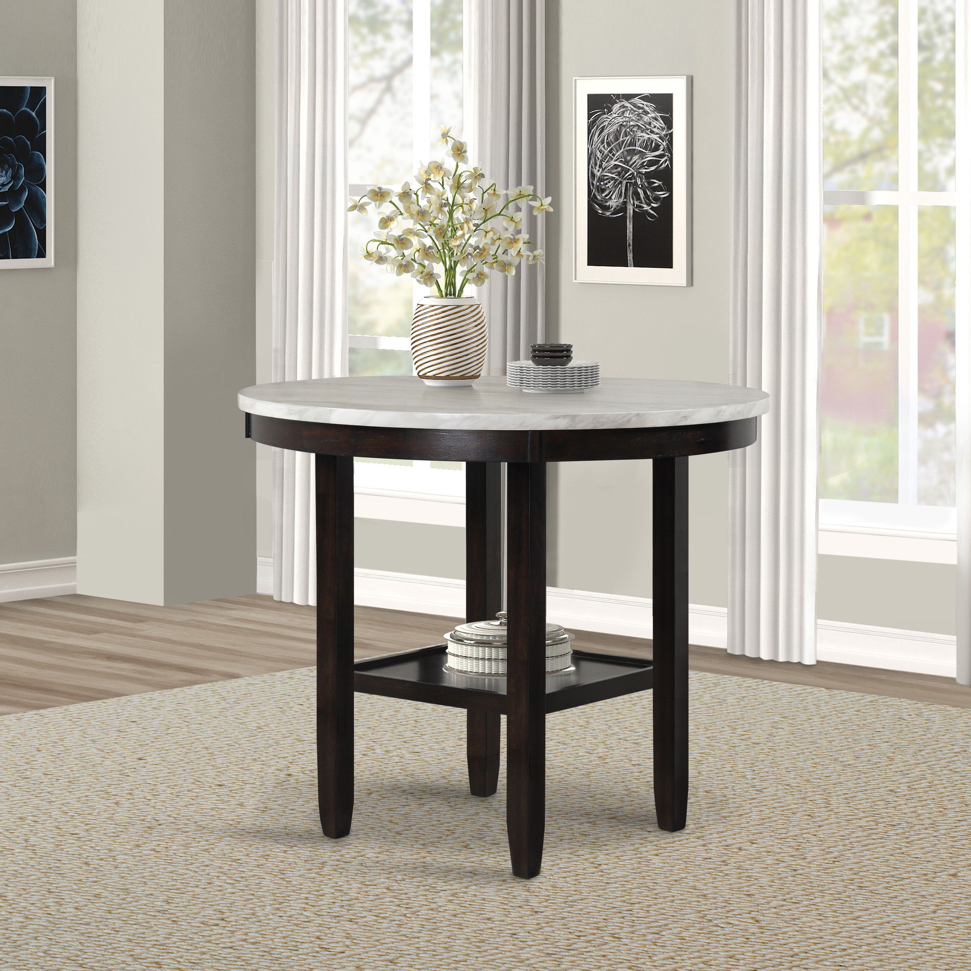 Celeste - Round Counter Table - Espresso, dark brown