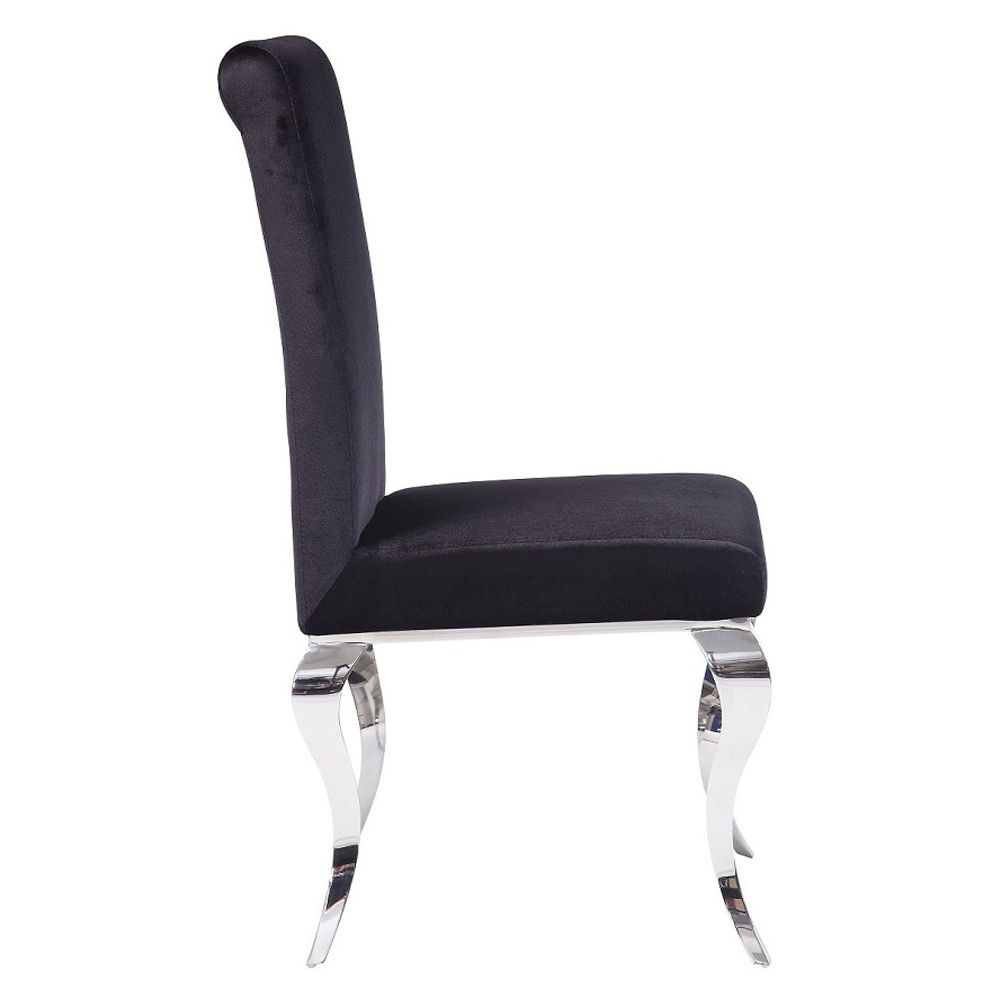 Fabiola - Side Chair (Set of 2) - Black Fabric & Stainless Steel, black, view 3
