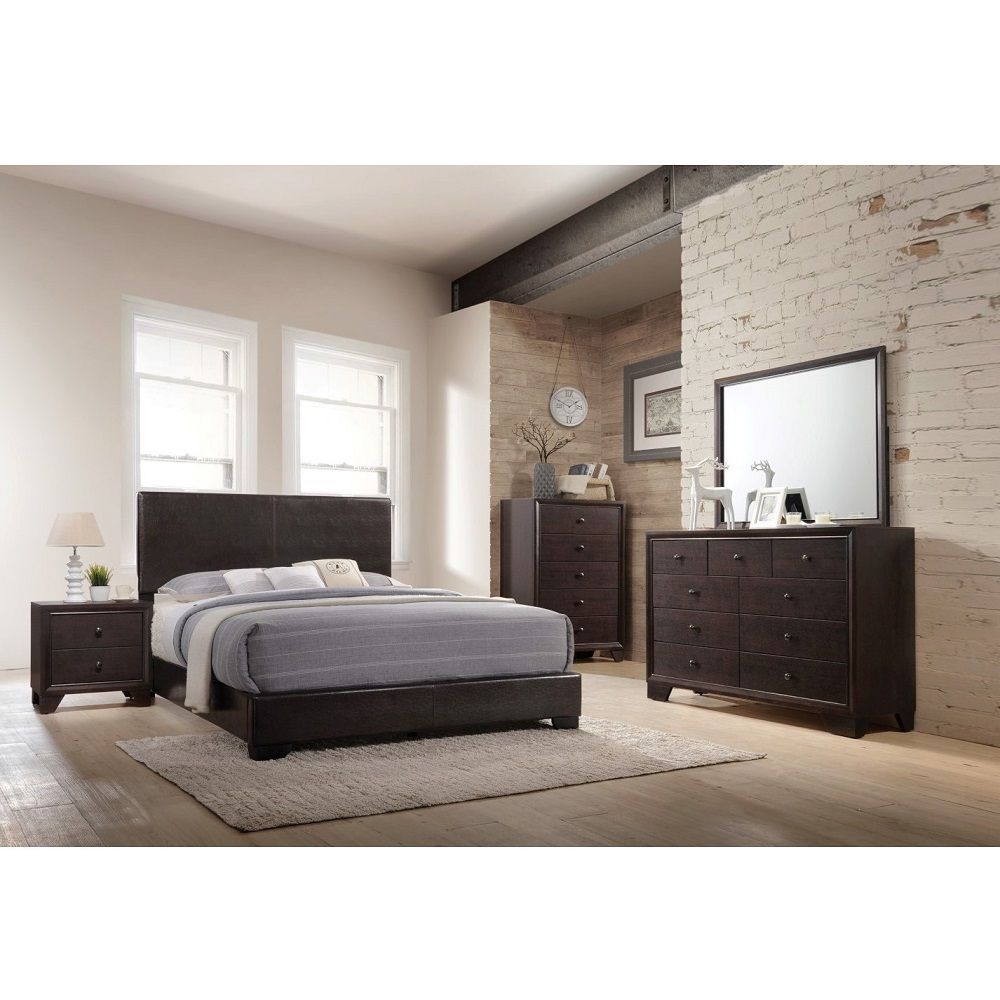 Ireland III - Eastern King Bed - Brown Synthetic Leather, dark brown, view 4