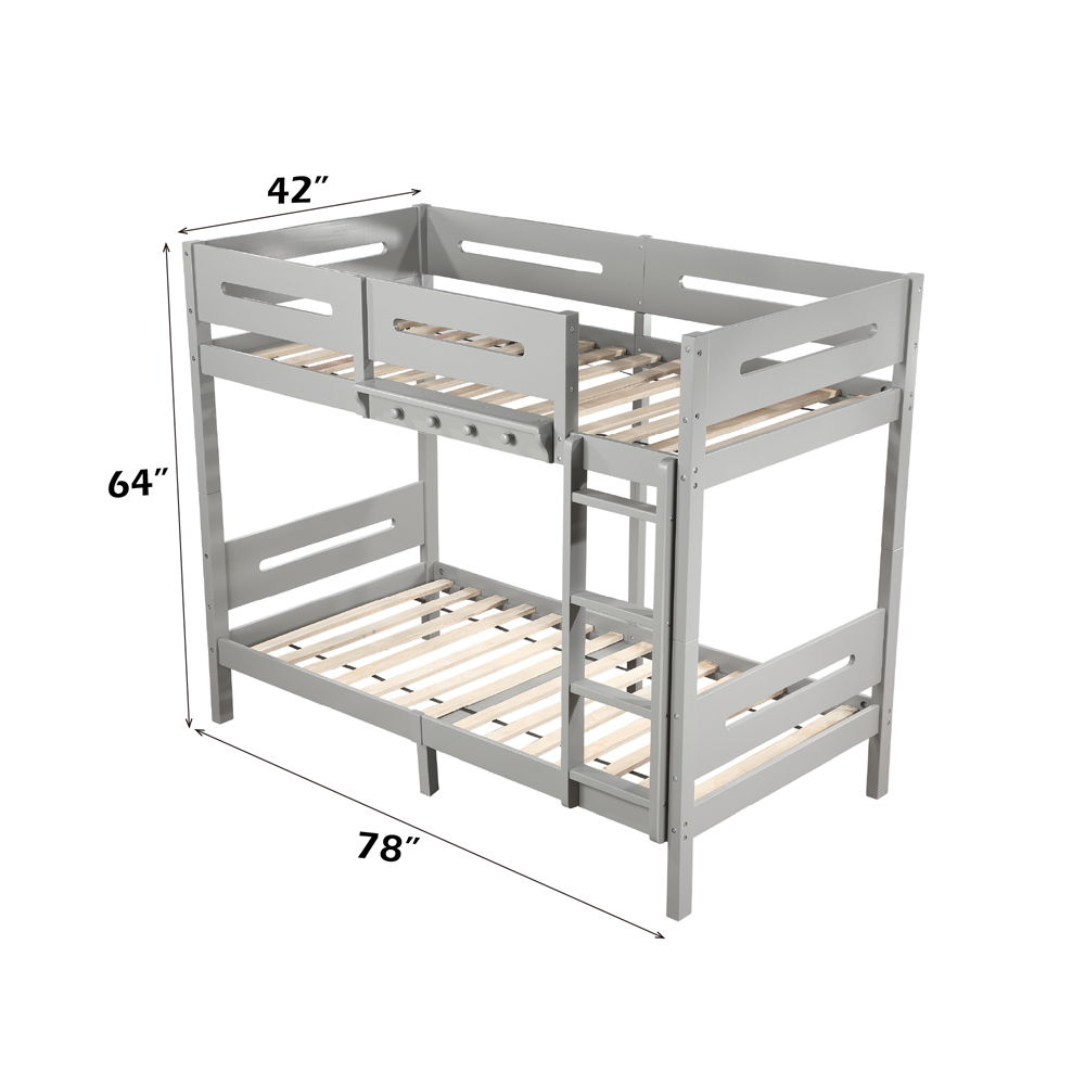 Edah - Twin Over Twin Bunk Bed - Gray, gray, view 4